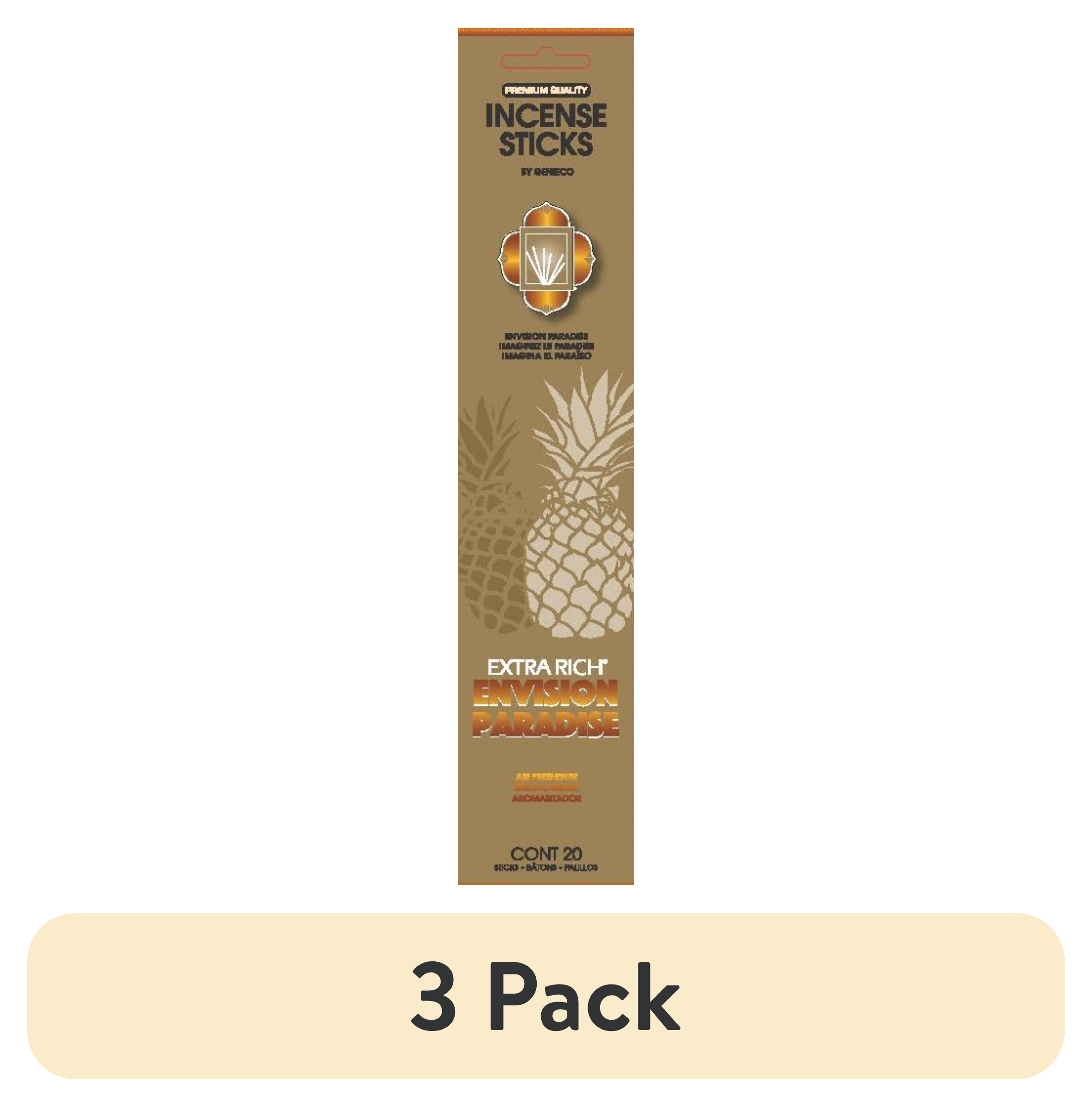 (3 pack) Genieco Extra Rich Incense Sticks, Envision Paradise Fragrance (Orange Pineapple), 20ct