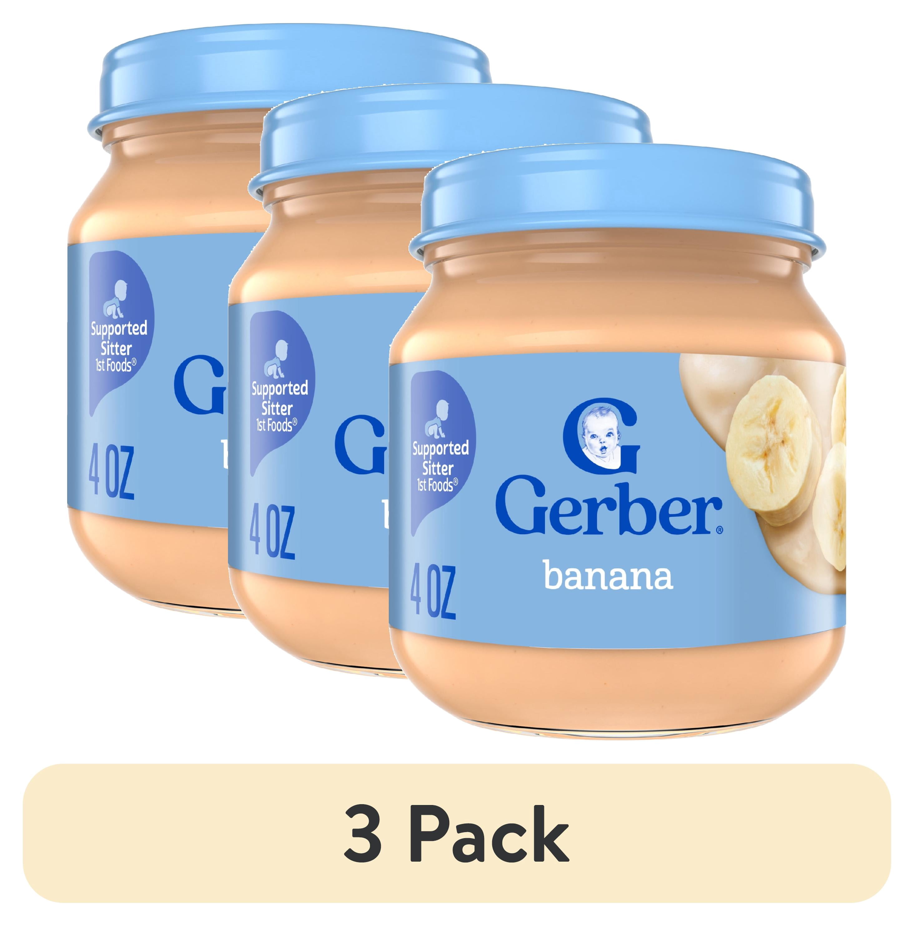 (3 pack) Gerber 1st Foods Natural for Baby Baby Food, Banana, 4 oz Jar