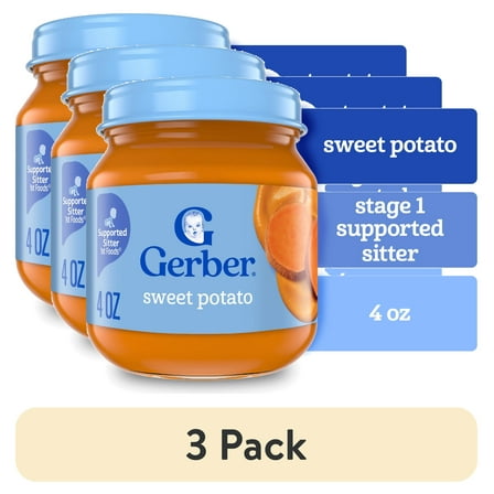 (3 pack) Gerber 1st Foods Natural for Baby Baby Food, Sweet Potato, 4 oz Jar