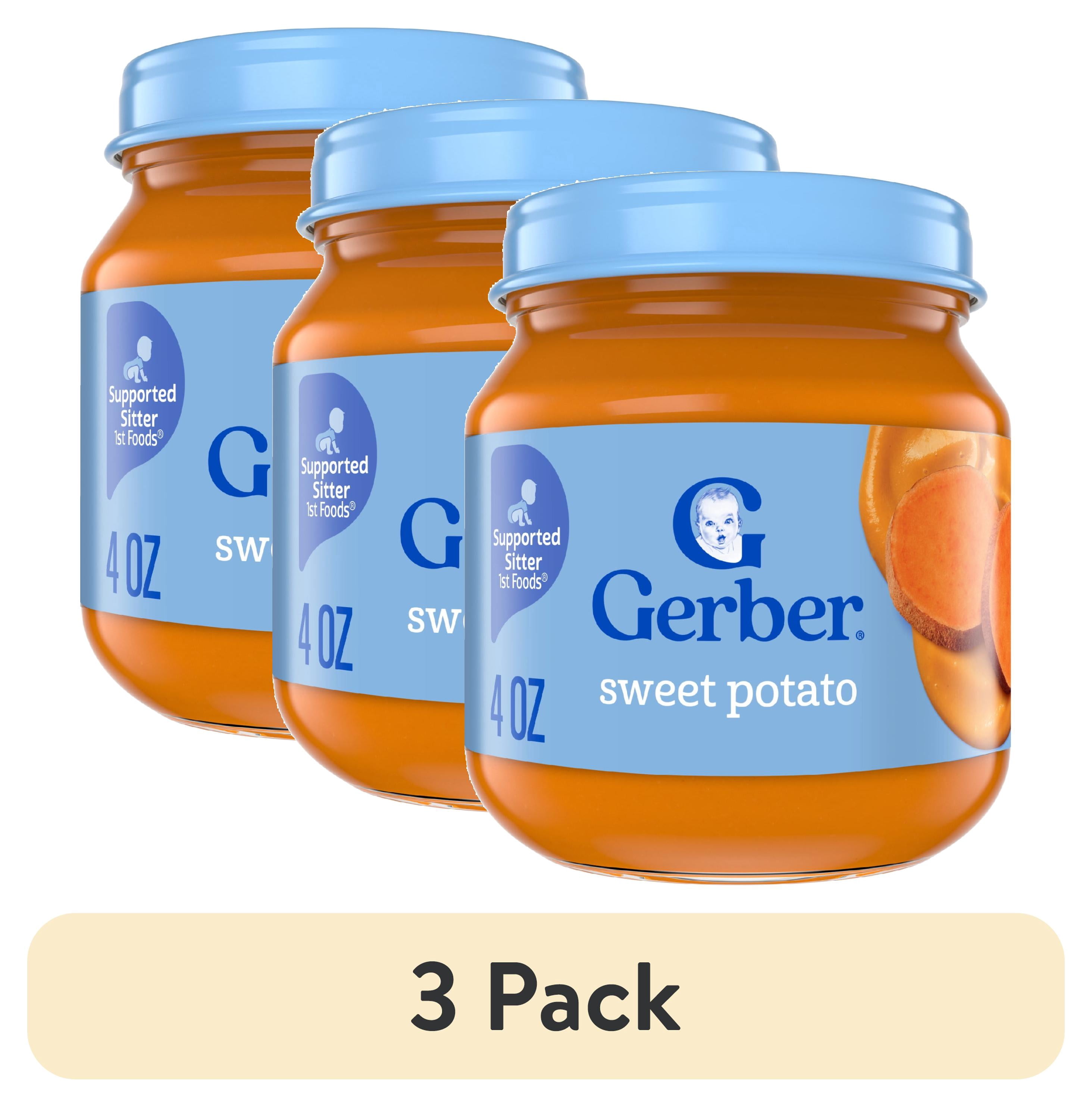 (3 pack) Gerber 1st Foods Natural for Baby Baby Food, Sweet Potato, 4 oz Jar