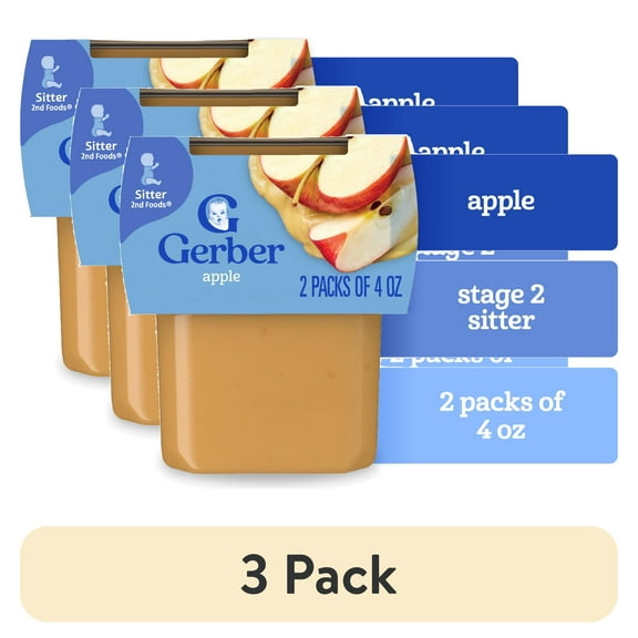 (3 pack) Gerber Stage 2 Baby Food, Apple Puree Tubs, Baby Puree 8 oz