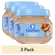 (3 pack) Gerber Stage 2, Chicken and Gravy Jar, Baby Food, Mealtime Poultry Puree 2.5 oz