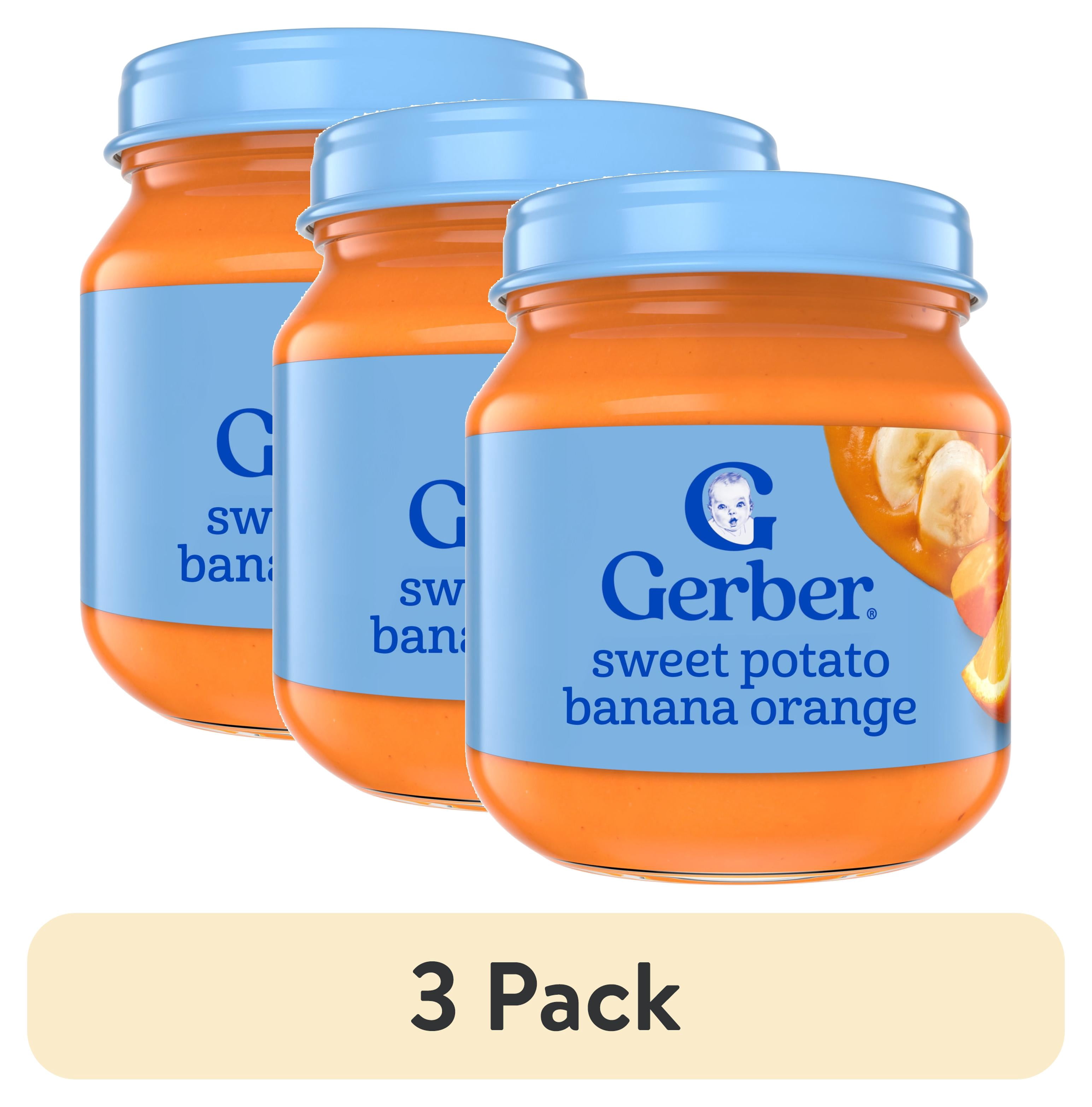 (3 pack) Gerber 2nd Foods Natural for Baby Baby Food, Sweet Potato Banana Orange, 4 oz Jar
