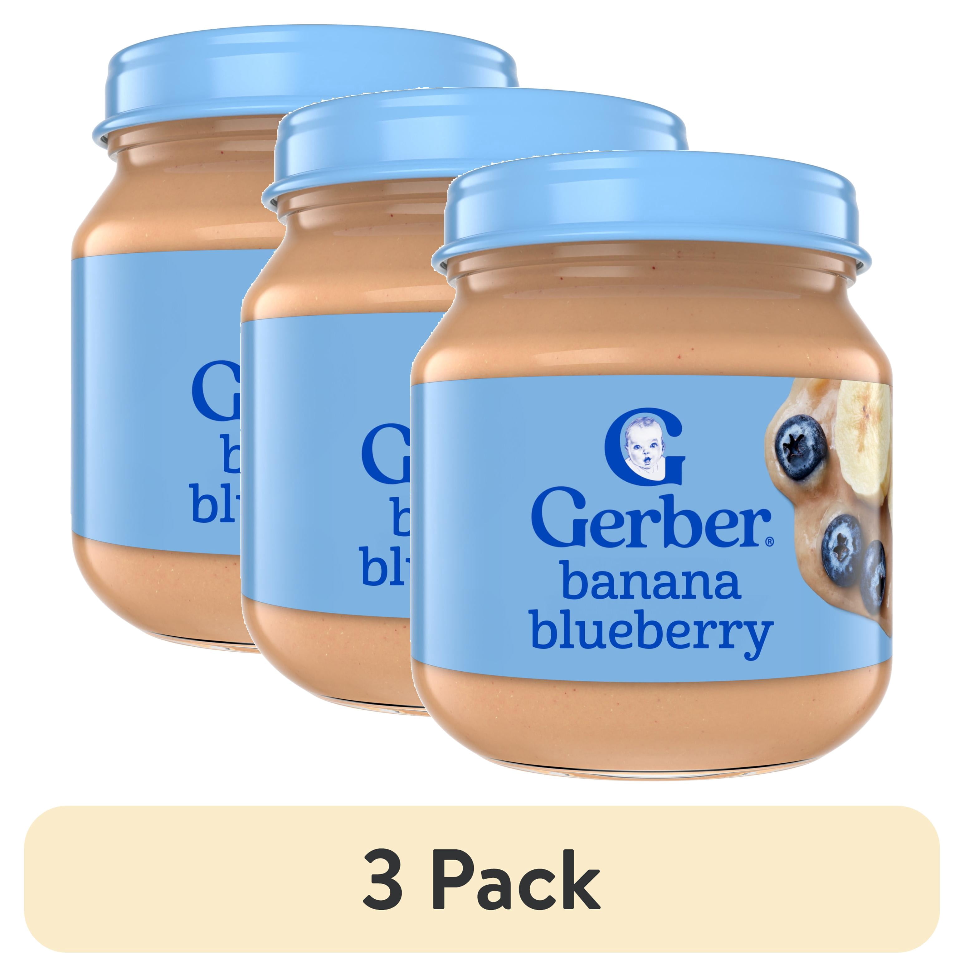 (3 pack) Gerber 2nd Foods Natural for Baby Wonder Foods Baby Food, Banana Blueberry, 4 oz Jar
