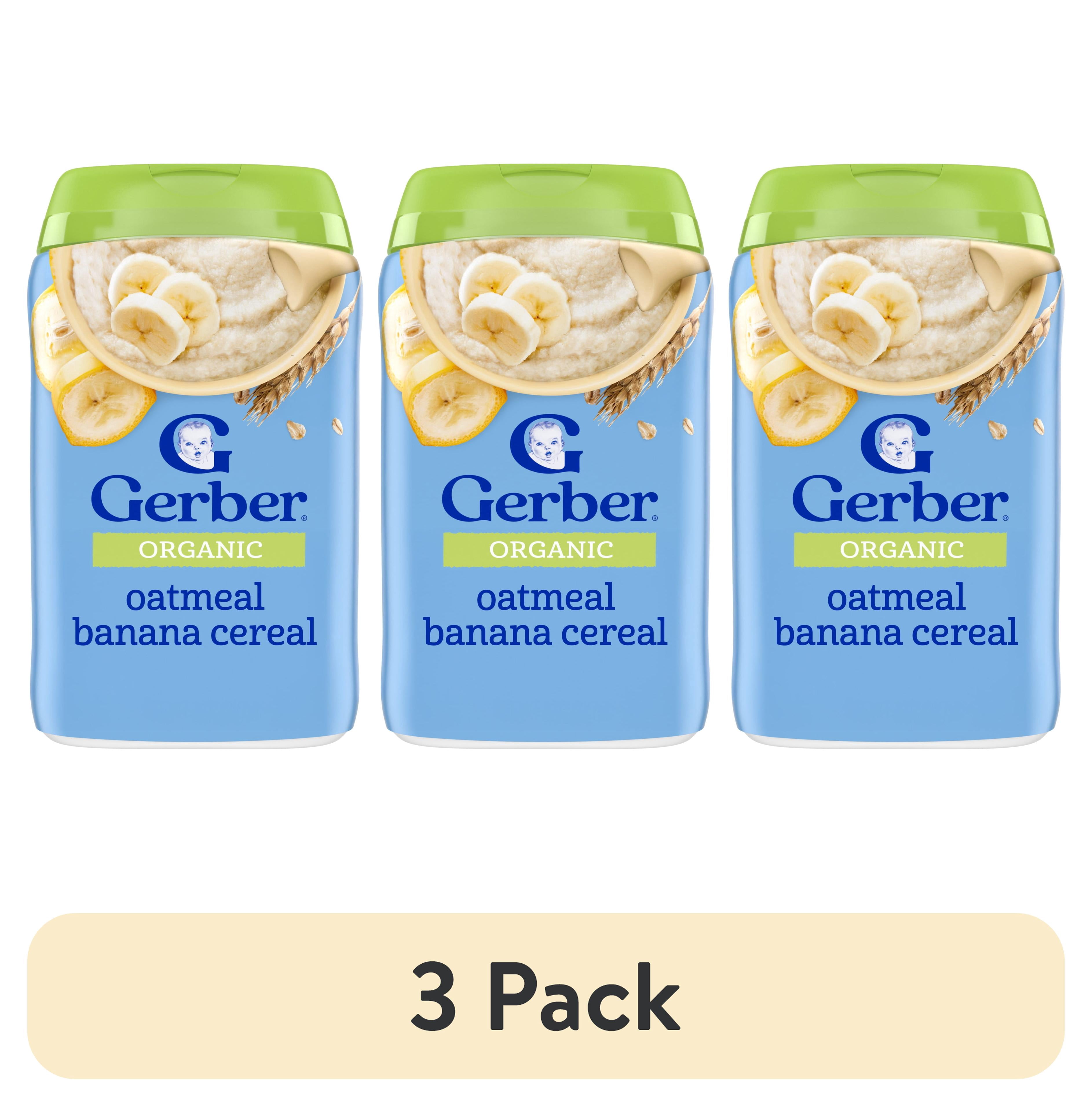 (3 pack) Gerber 2nd Foods Organic for Baby Grain & Grow Oatmeal Baby Cereal, Banana, 8 oz Canister