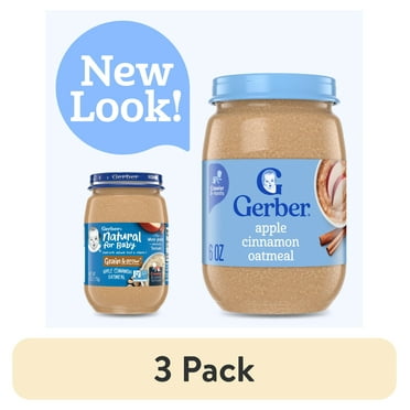 (3 pack) Gerber 3rd Foods Baby Food, Apple Cinnamon Oatmeal, 6 oz Jar