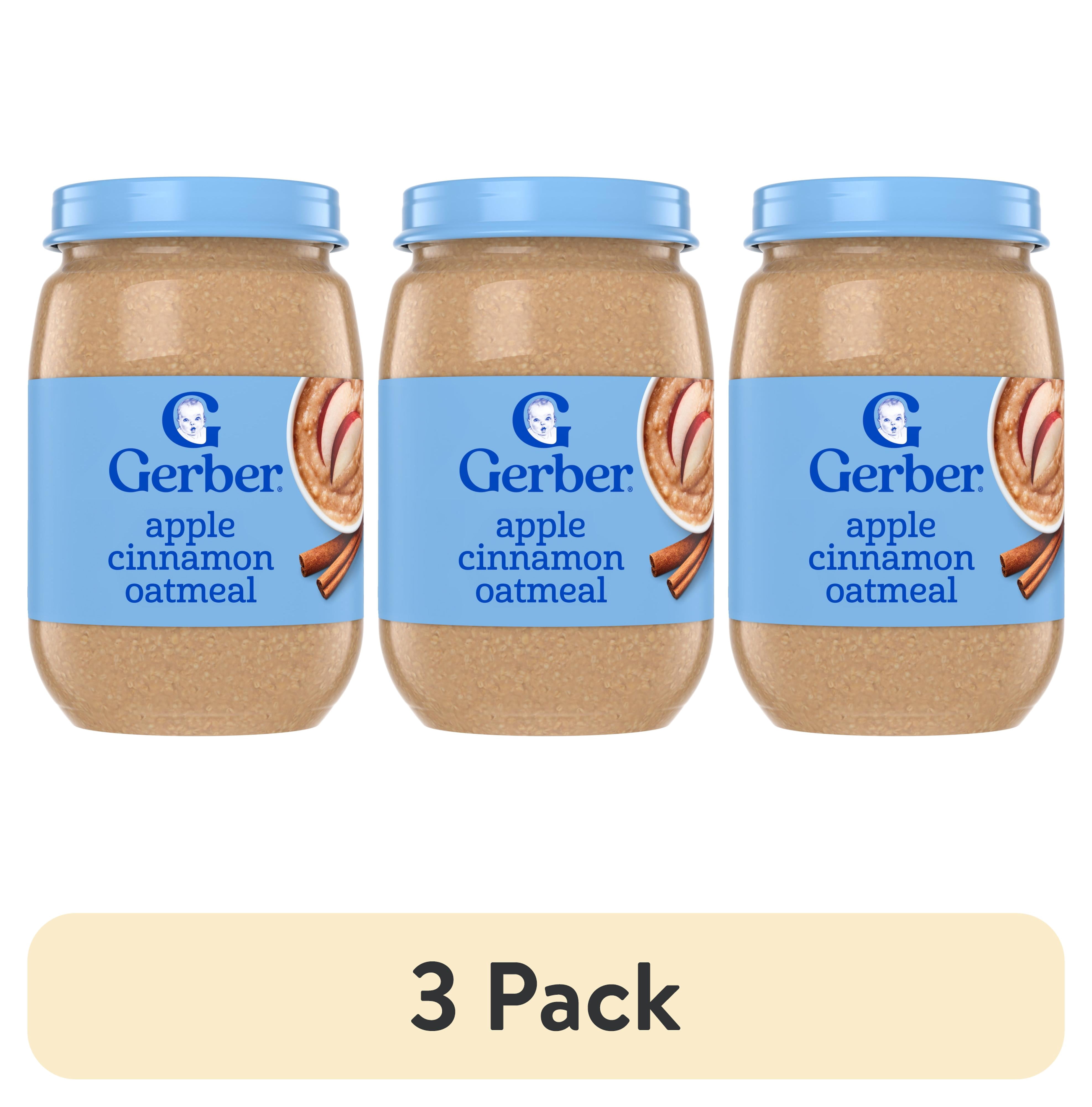 (3 pack) Gerber 3rd Foods Baby Food, Apple Cinnamon Oatmeal, 6 oz Jar
