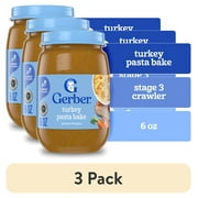 (3 pack) Gerber 3rd Foods Baby Food, Turkey Pasta Bake, 6 oz Jar