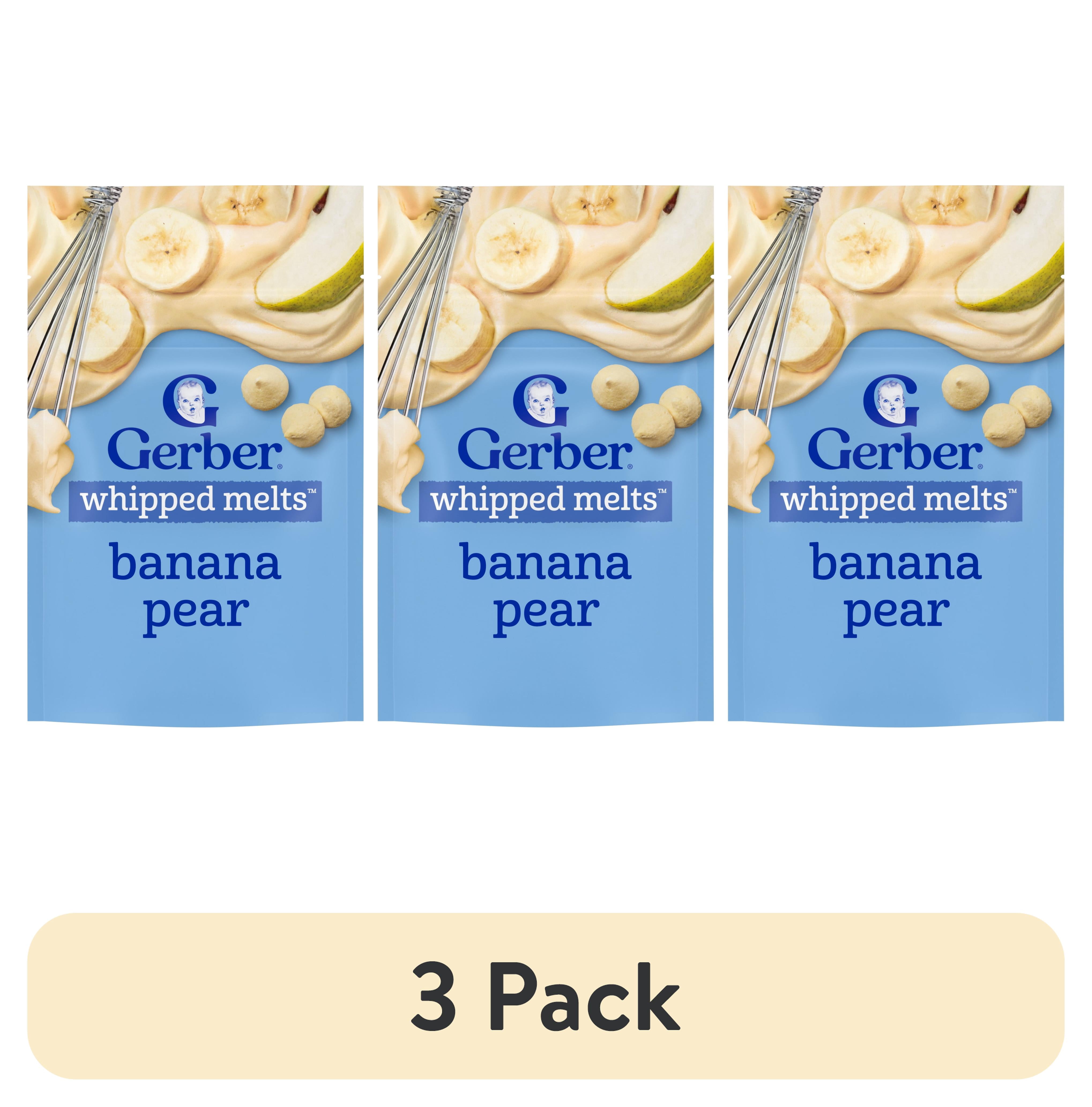 (3 pack) Gerber Natural Whipped Melts Baby Snacks Banana Pear, 0.85 oz Bag
