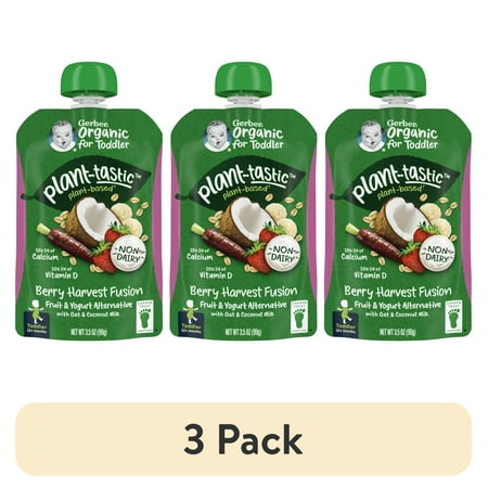 (3 pack) Gerber Toddler Baby Food, Berry Harvest Fusion Puree, Non-Dairy , 3.5 oz 3.5 oz