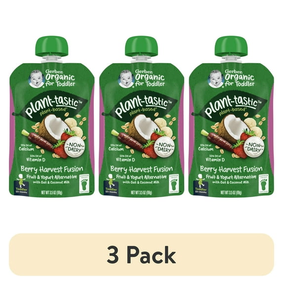 (3 pack) Gerber Toddler Baby Food, Berry Harvest Fusion Puree, Non-Dairy , 3.5 oz 3.5 oz