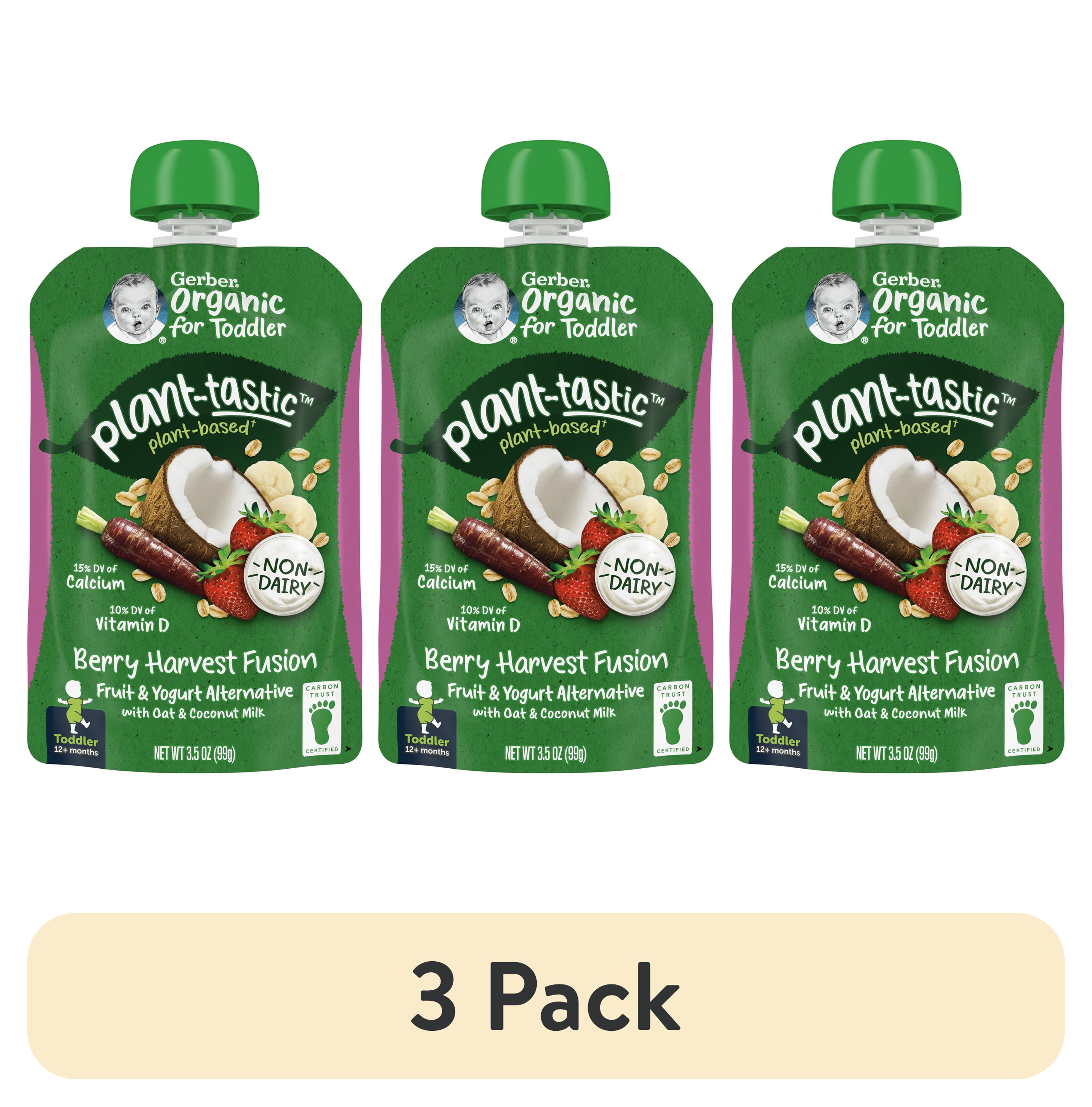 (3 pack) Gerber Toddler Baby Food, Berry Harvest Fusion Puree, Non-Dairy , 3.5 oz 3.5 oz