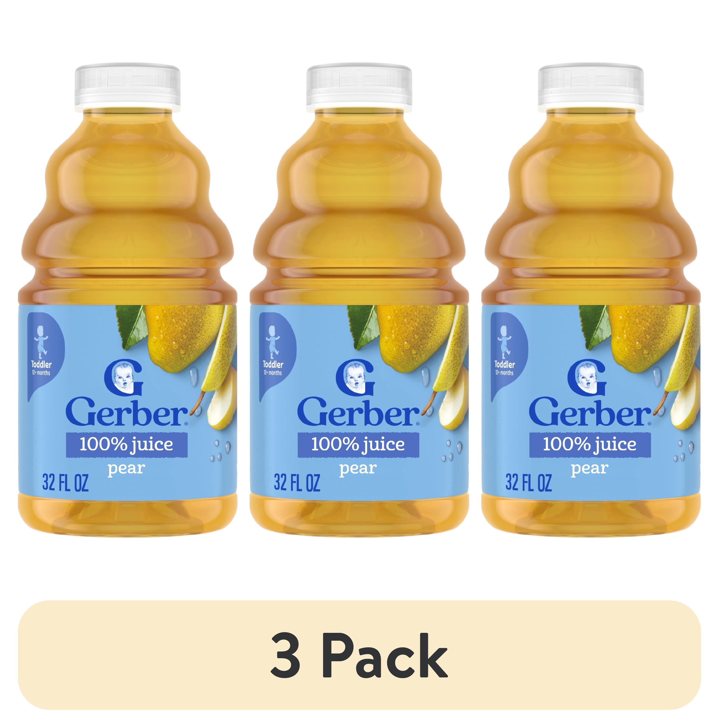 (3 pack) Gerber Pear Juice Fruit Juice, 32 fl oz Bottle