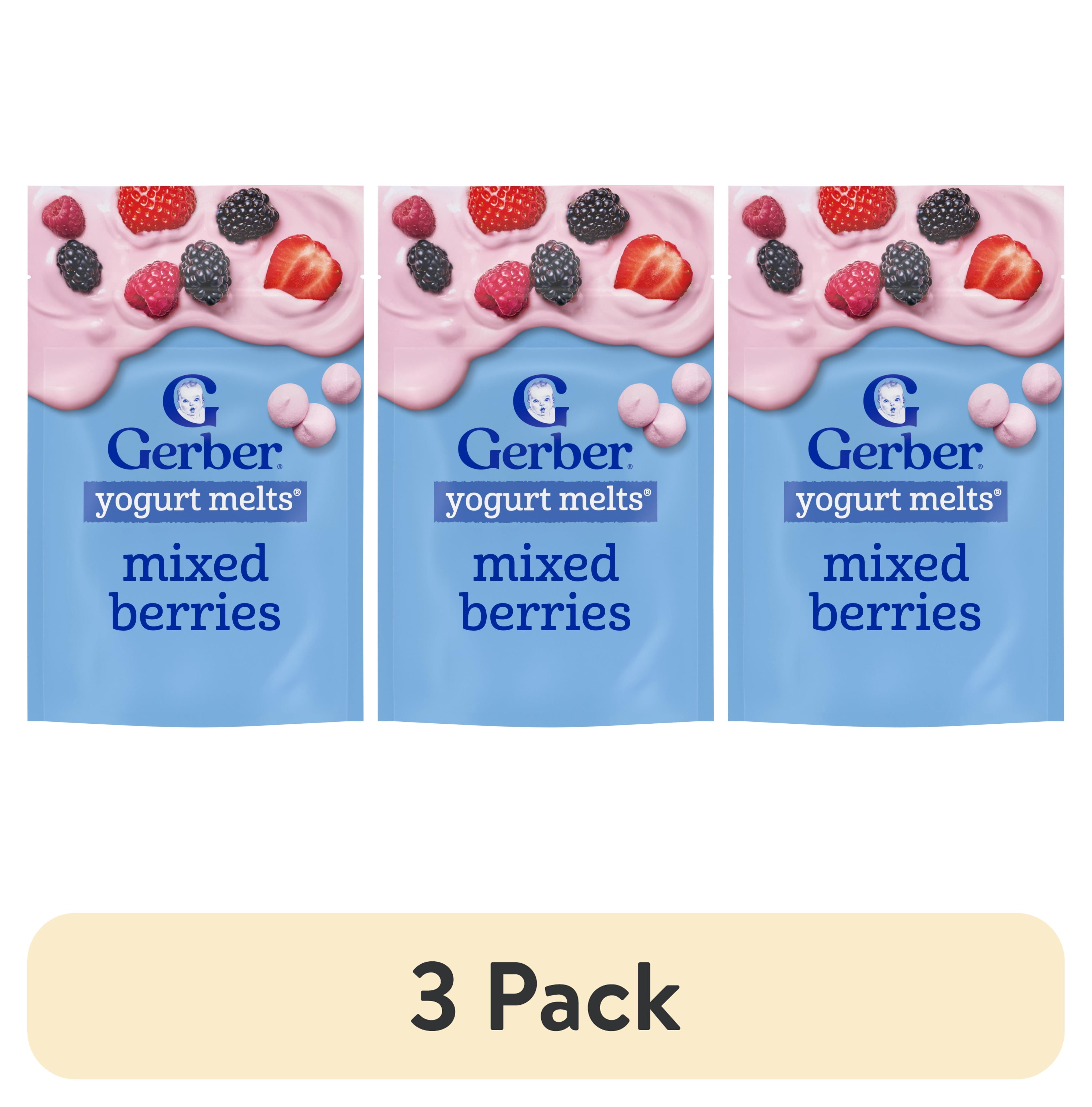 (3 pack) Gerber Stage 3 Baby Snacks, Yogurt Melts, Mixed Berries, 1 oz