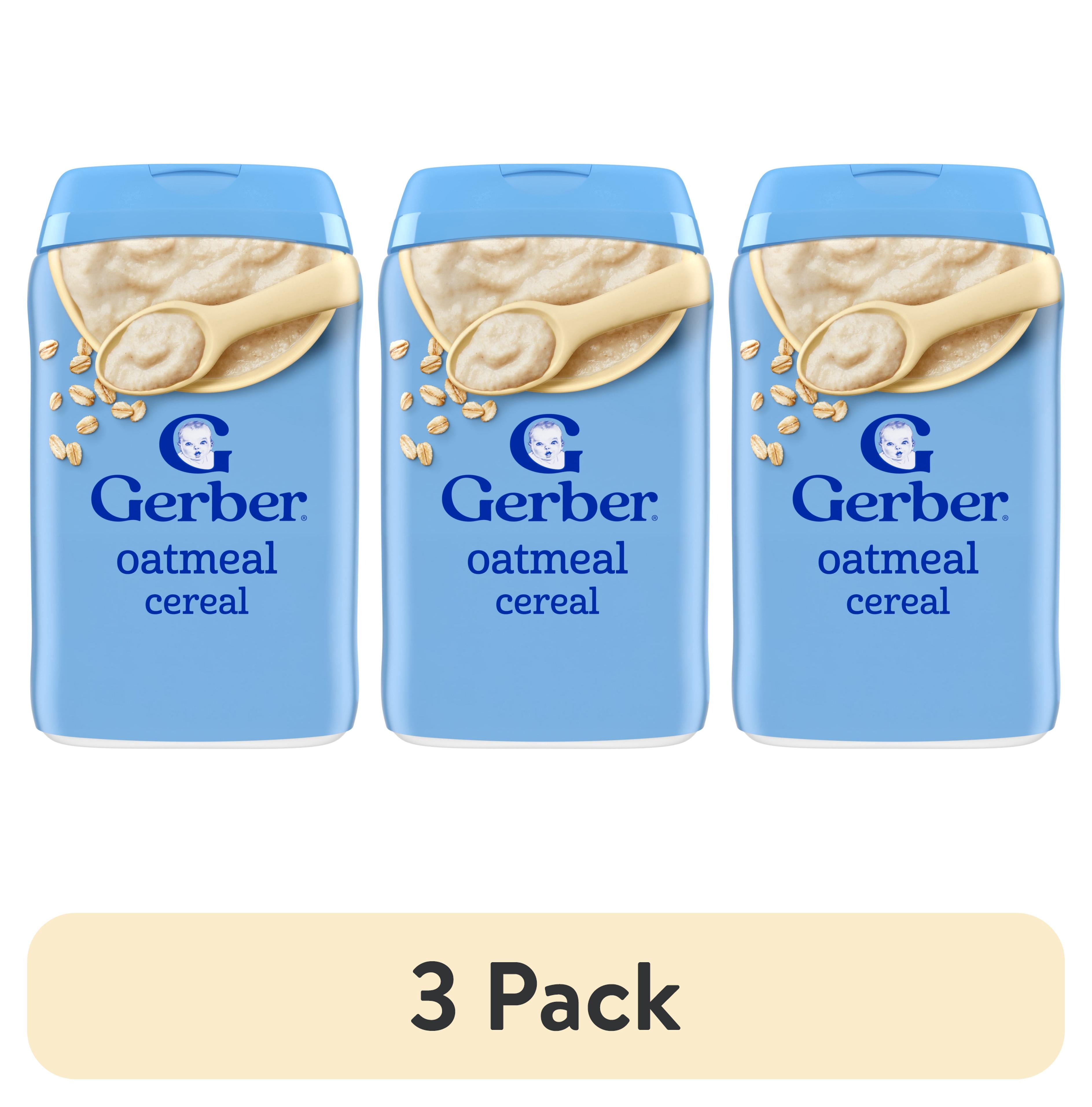 (3 pack) Gerber Stage 1 Baby Food, Baby Oatmeal Cereal, 8g Whole Grains, Infant Cereal 8 oz
