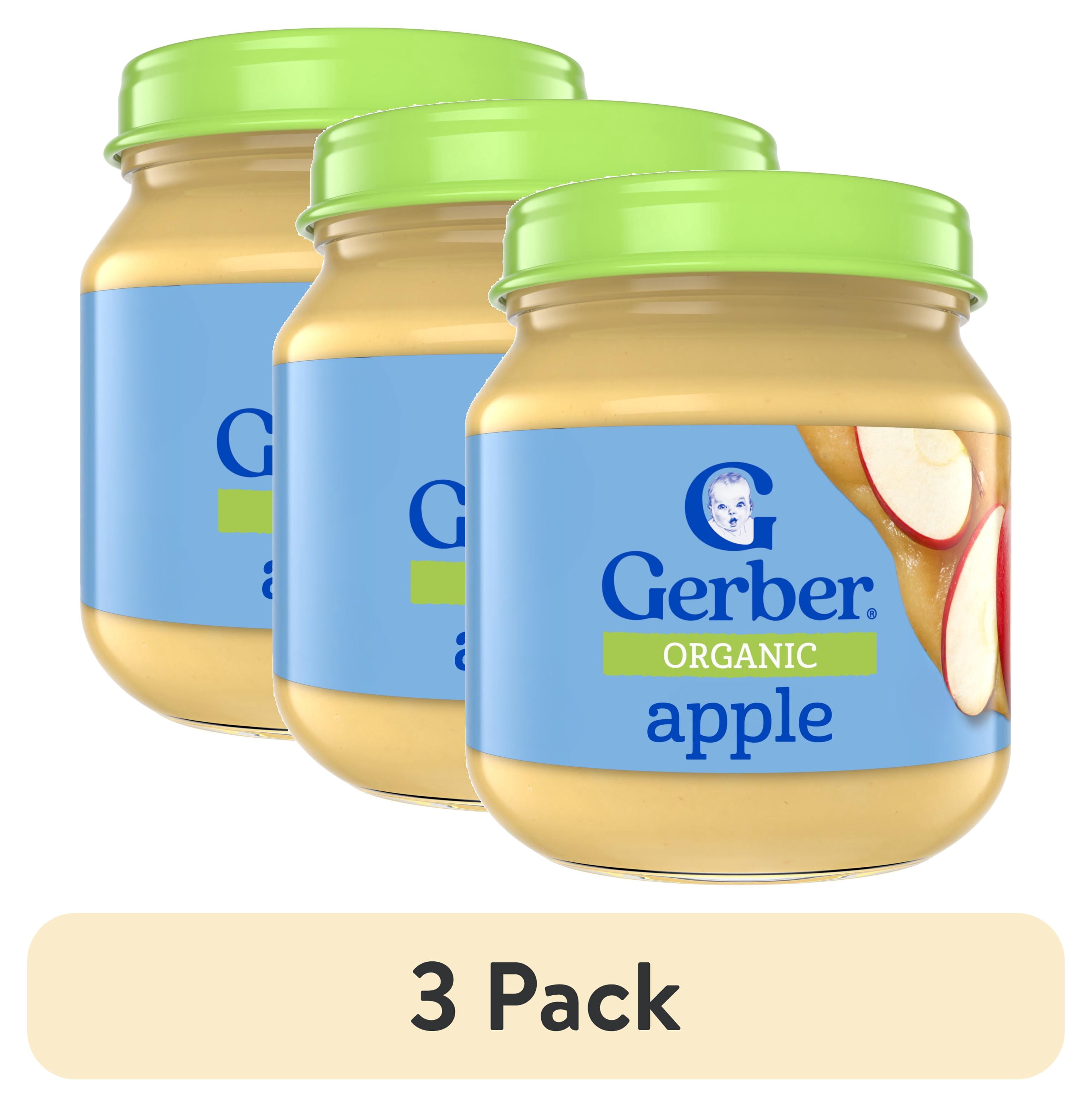 (3 pack) Gerber Organic Stage 1 Baby Food Puree, Apple, 4 oz Jar