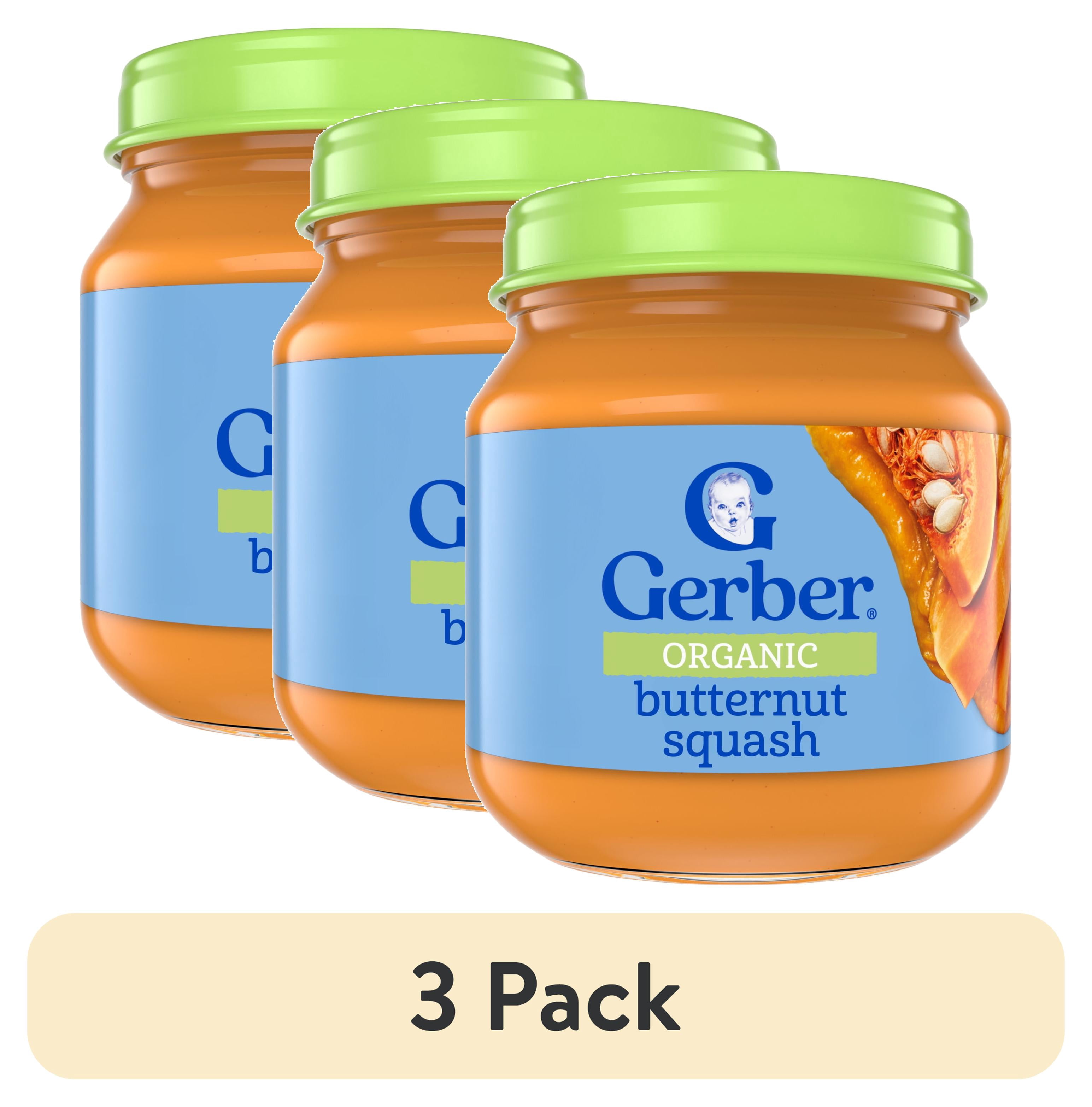(3 pack) Gerber Organic Stage 1 Baby Food Puree, Butternut Squash, 4 oz Jar