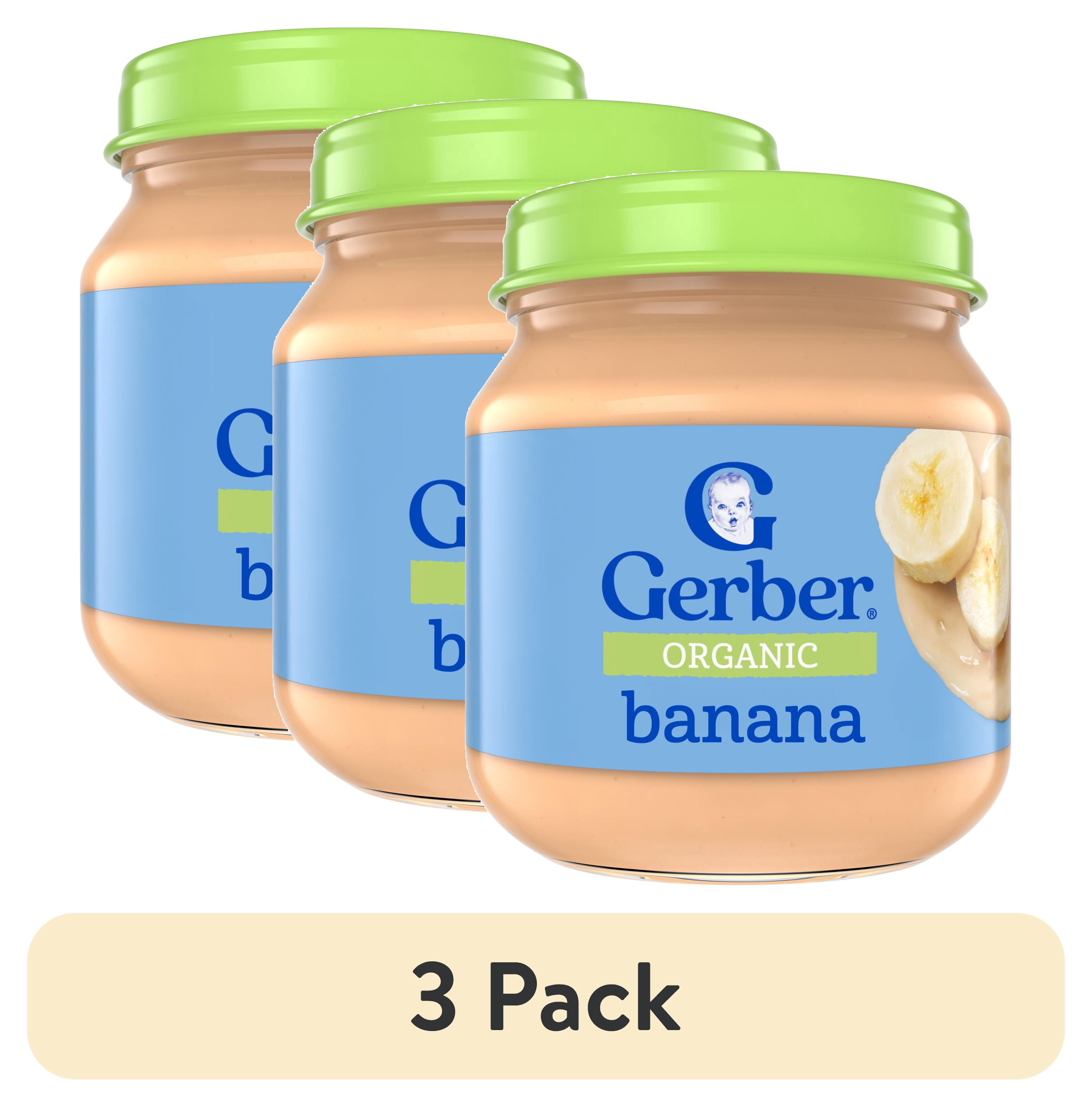 (3 pack) Gerber Organic Stage 1 Baby Food Puree, Banana, 4 oz Jar