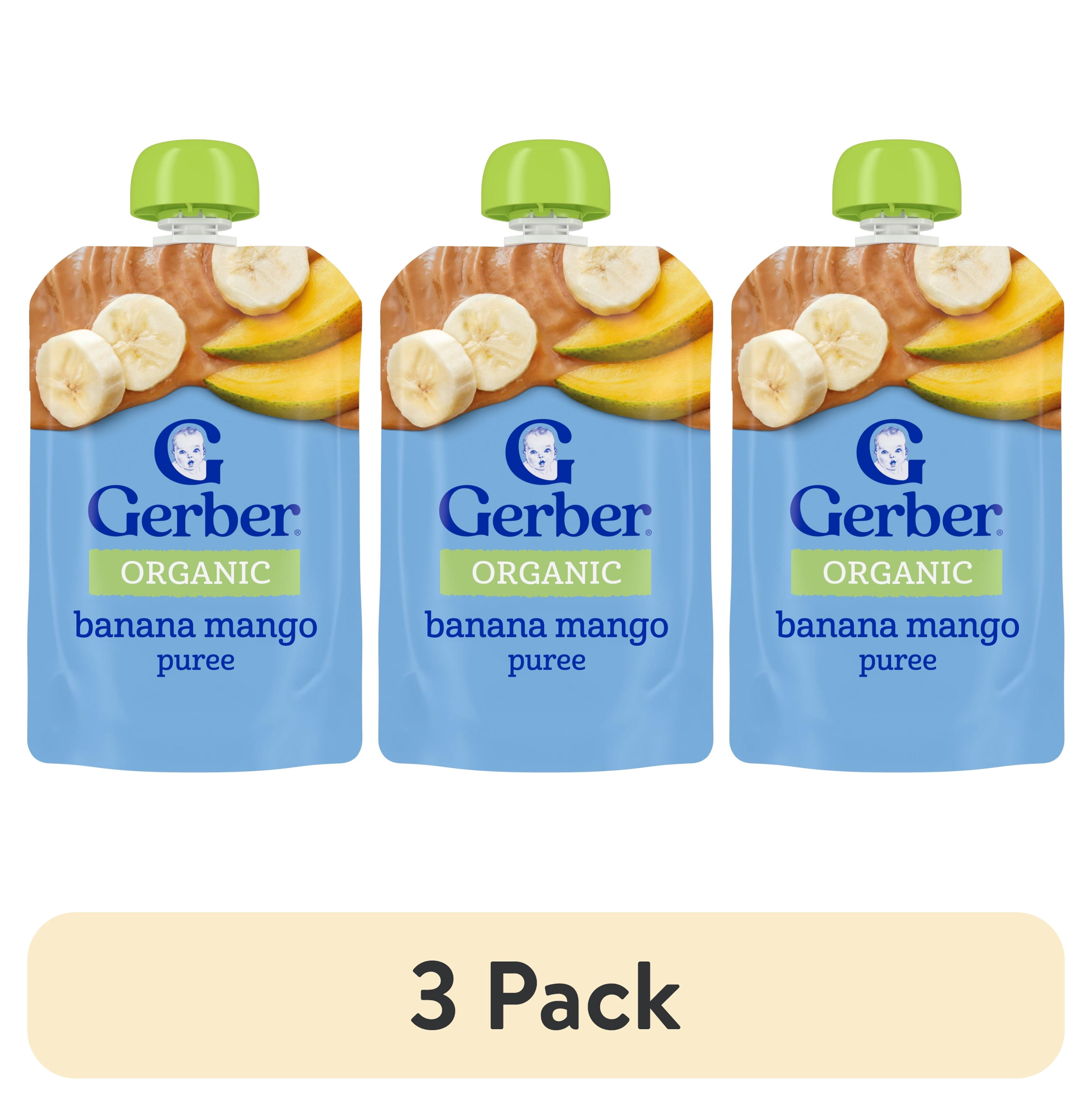 (3 pack) Gerber Organic Stage 3 Baby Food Puree, Banana Mango, 3.5 oz Pouches