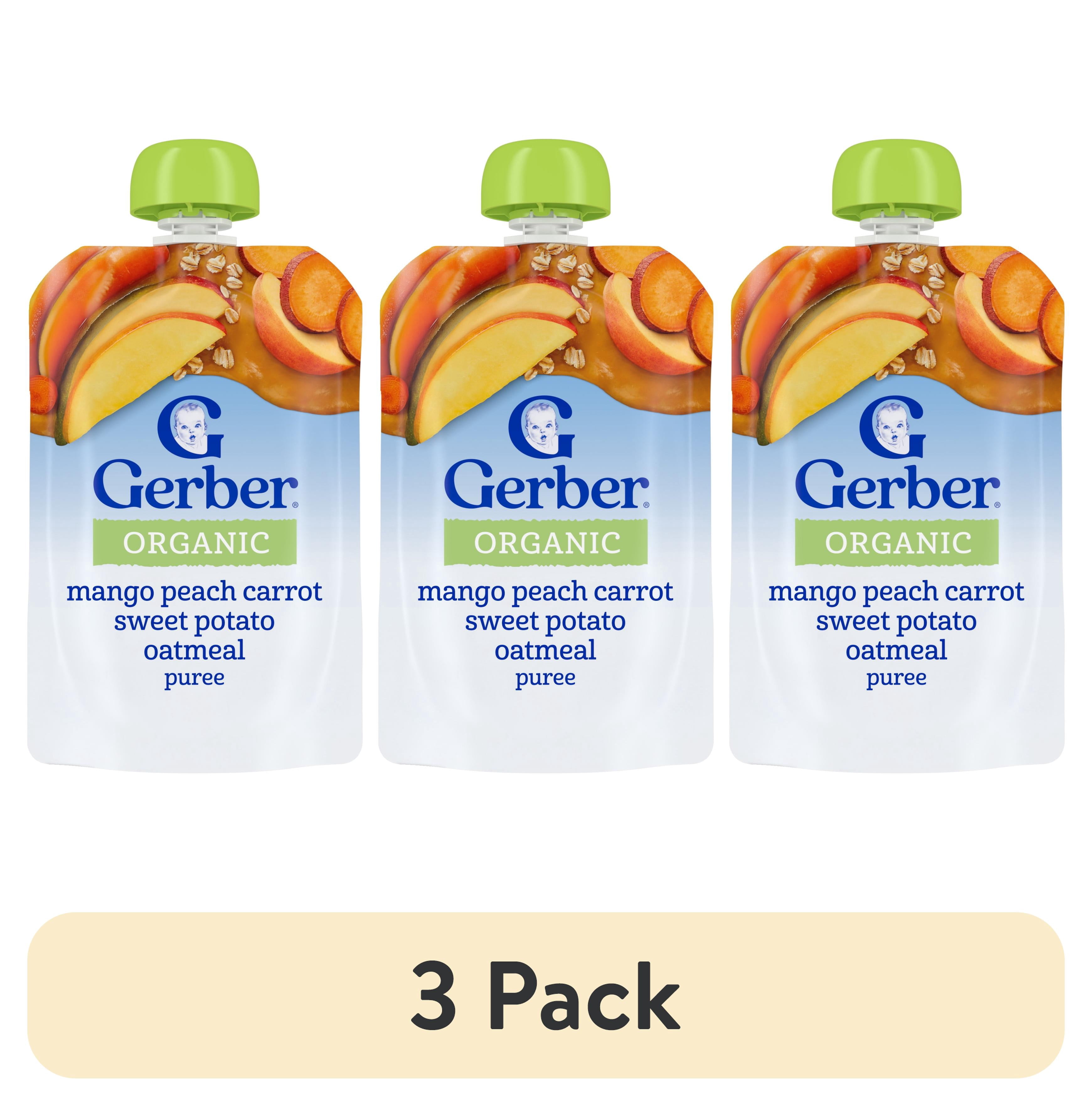 (3 pack) Gerber Organic for Toddler WonderFoods, Mango Peach Carrot Sweet Potato Oatmeal, 3.5 oz Pouch