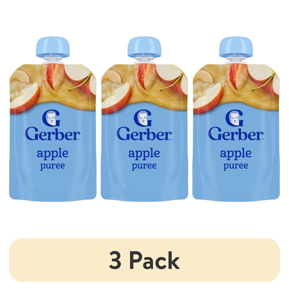 (3 pack) Gerber Stage 2 Baby Food, Apple Puree Pouch 99 g