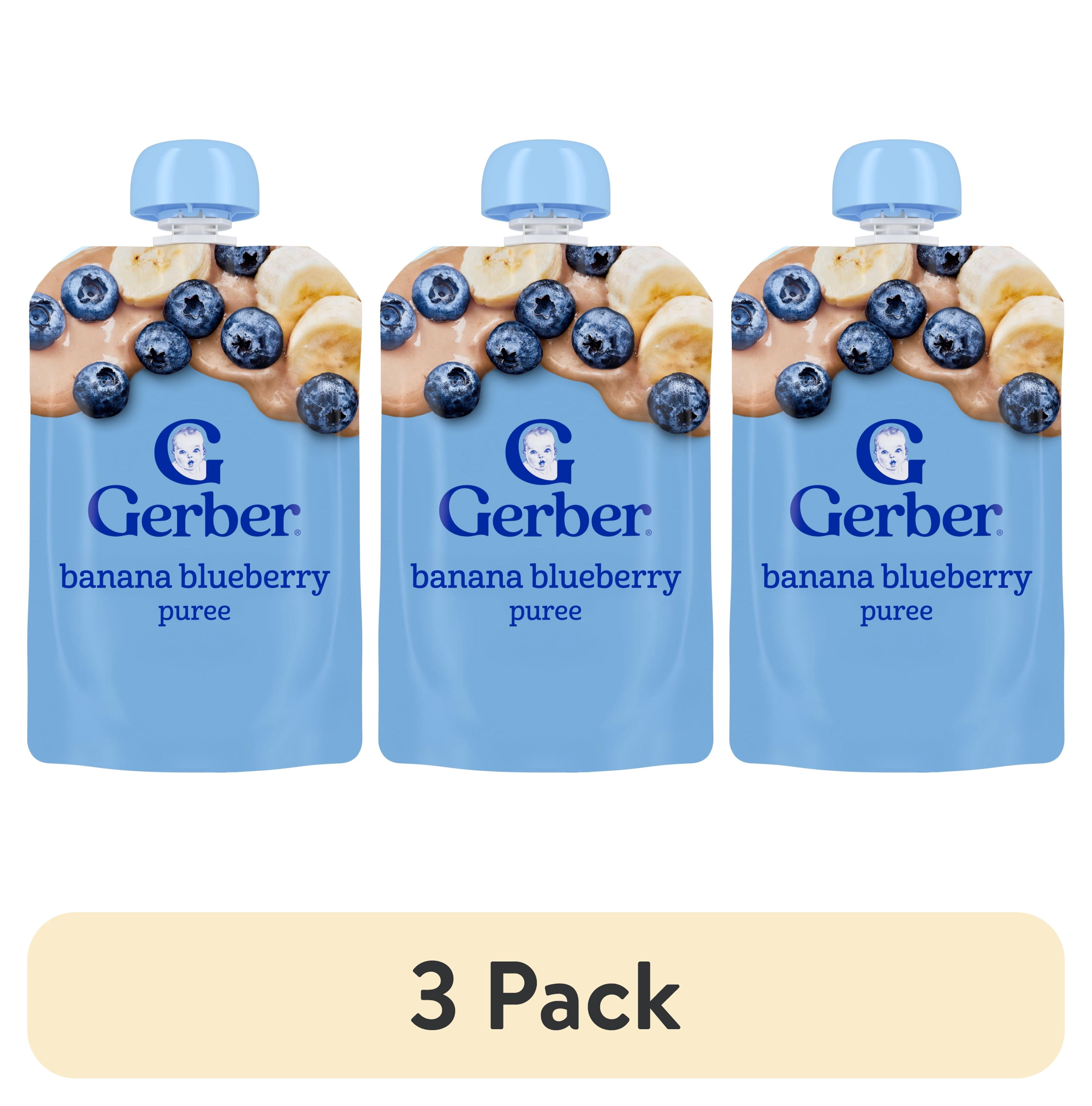 (3 pack) Gerber Toddler Foods, WonderFoods Banana Blueberry, Clean Label Project, 3.5 oz Pouch