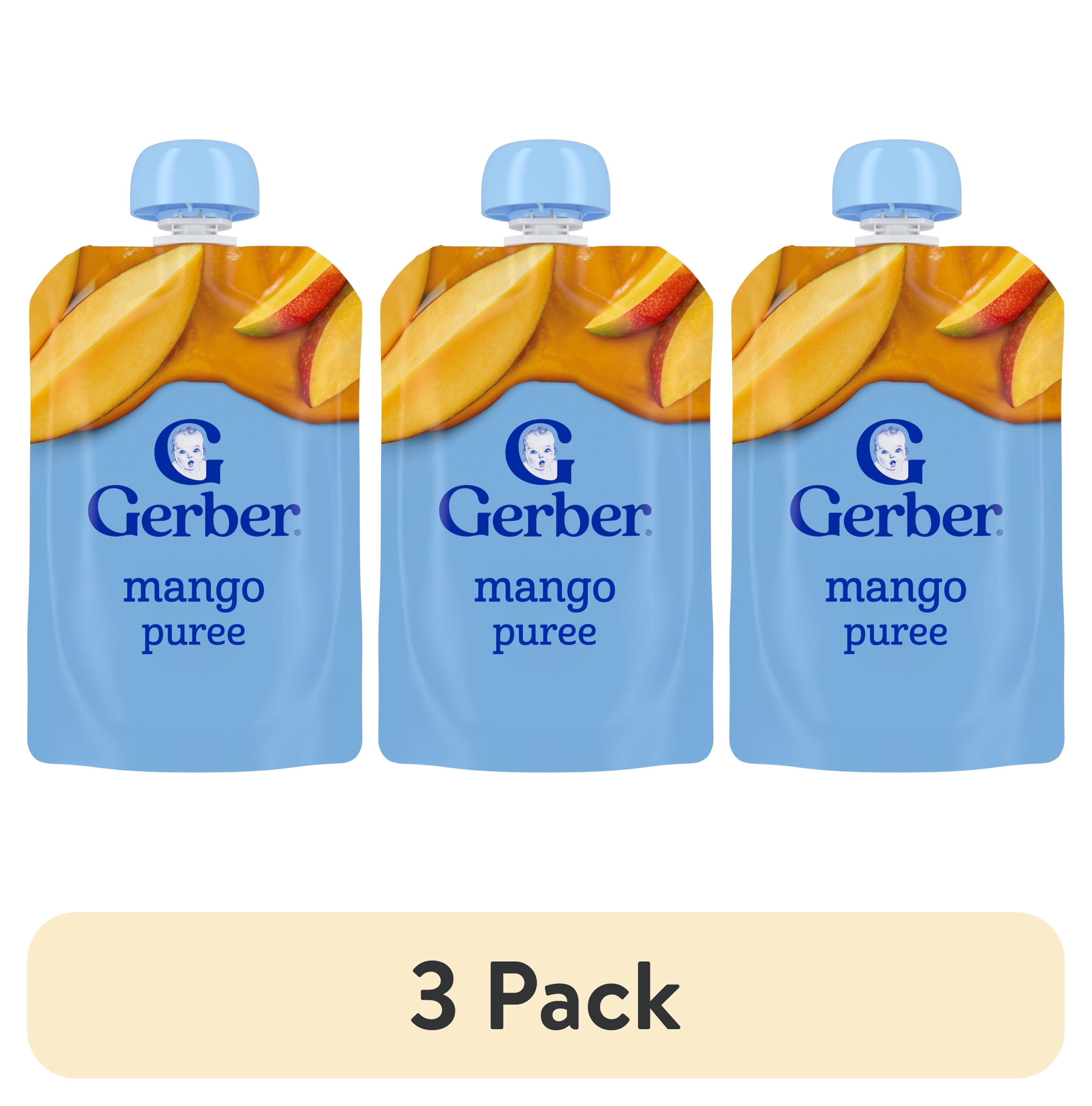 (3 pack) Gerber Stage 2 Baby Food, Mango Puree Pouch 12 ea