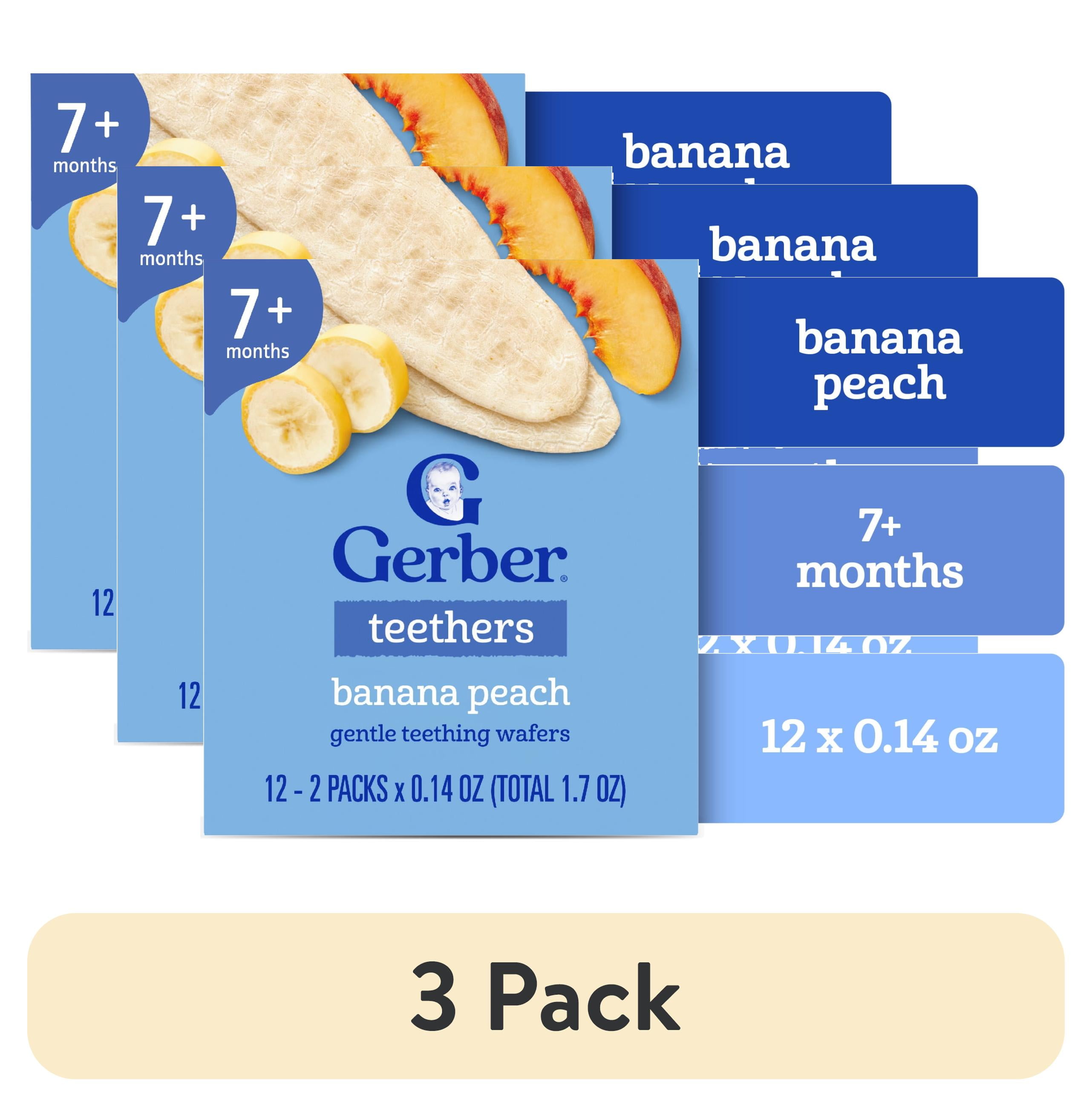 6 pack) Gerber Snacks for Baby Teethers, Banana Peach, 1.7 oz Box