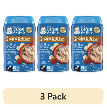 (3 pack) Gerber Stage 3 Baby Food, Banana Strawberry Oatmeal, 8oz Canister