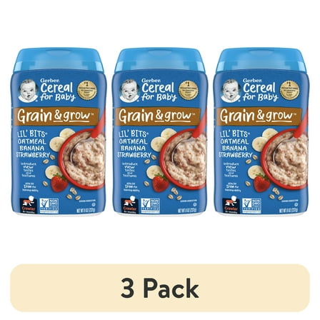 (3 pack) Gerber Stage 3 Baby Food, Banana Strawberry Oatmeal, 8oz Canister