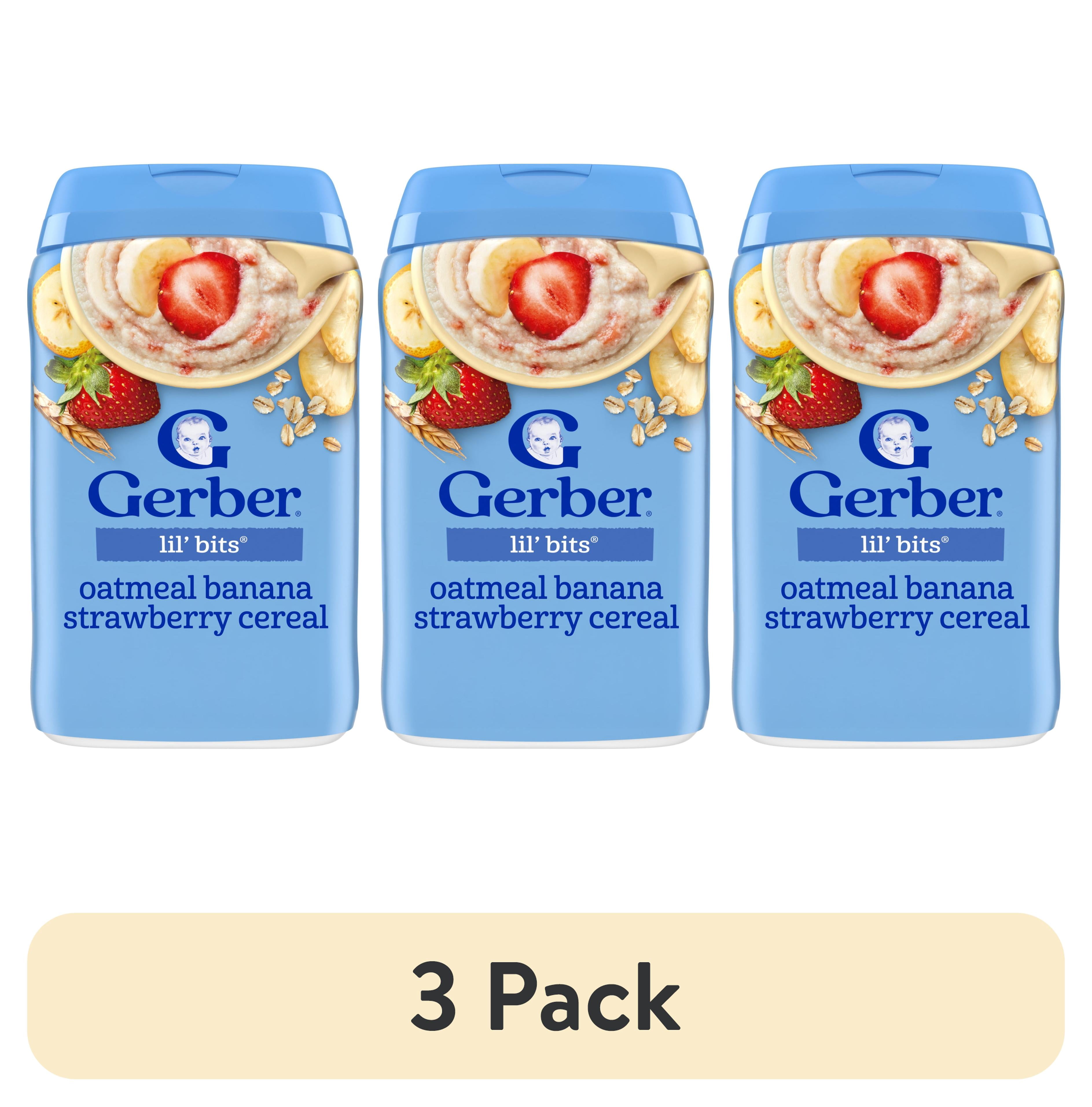 (3 pack) Gerber Stage 3 Baby Food, Oatmeal Banana Strawberry Cereal, Baby Oatmeal Cereal 8 oz