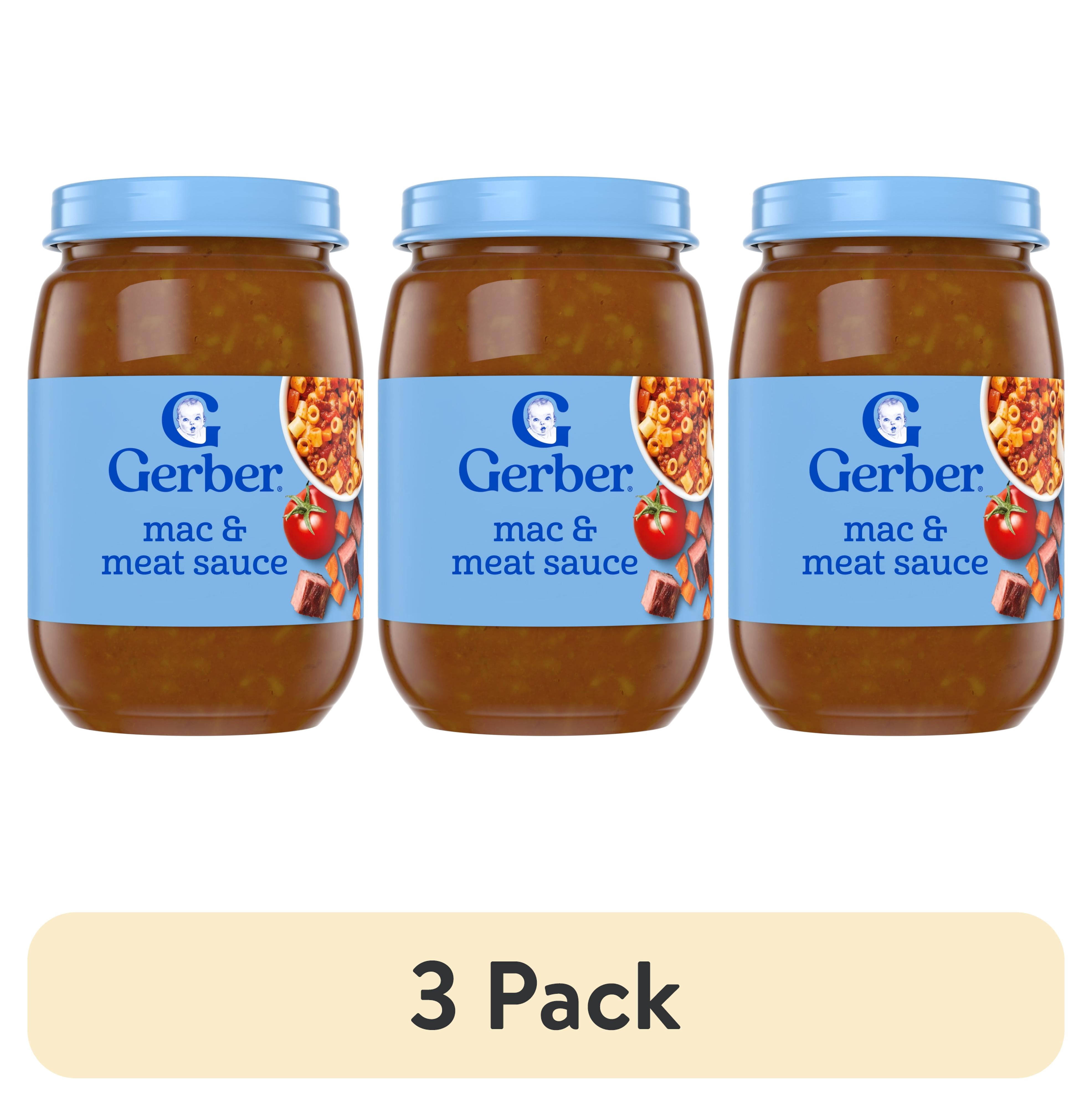 (3 pack) Gerber 3rd Foods Mealtime for Baby Baby Food, Mac & Meat Sauce, 6 oz Jar