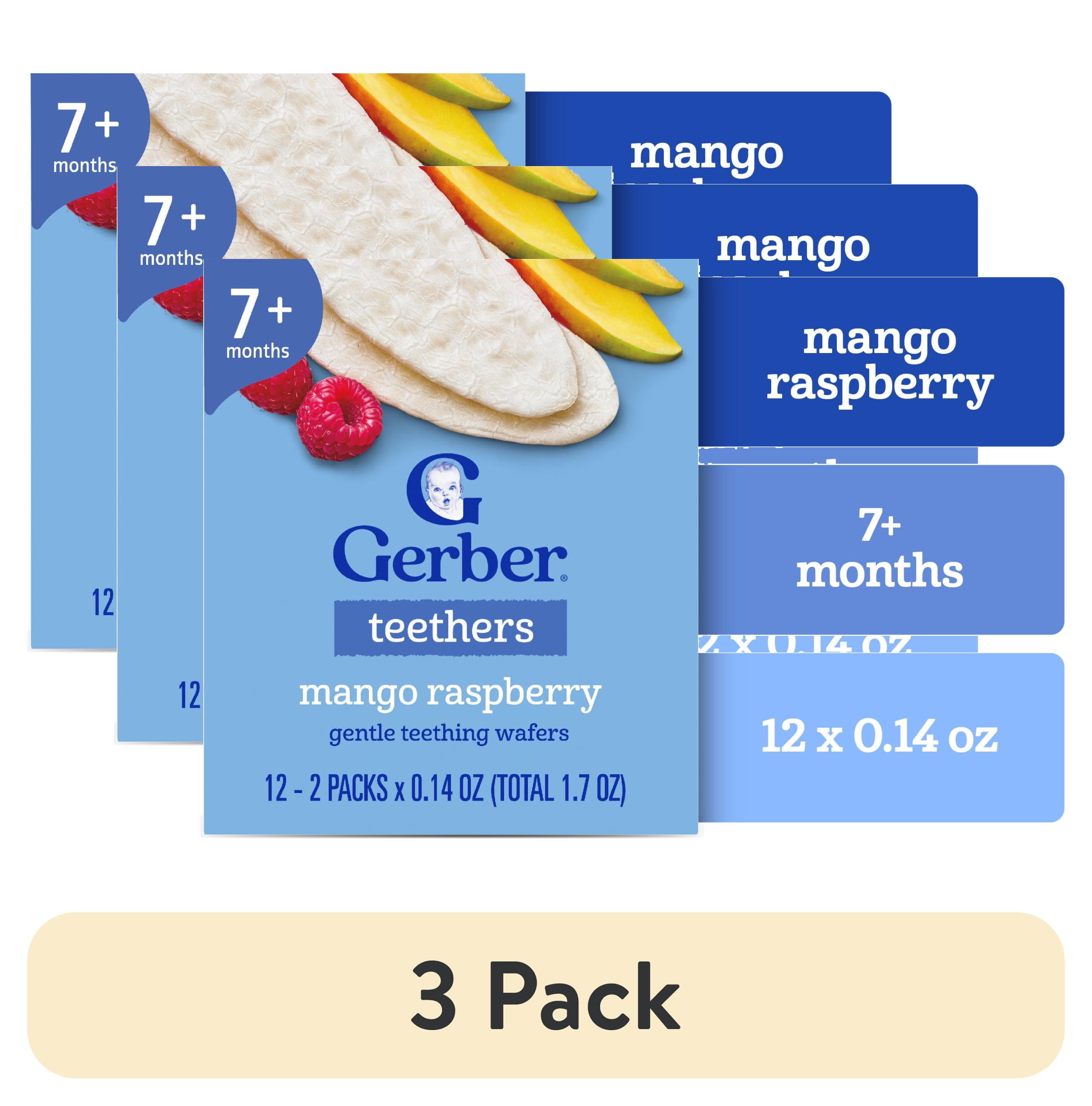 3 pack) Gerber Snacks for Baby Teethers, Mango Raspberry, 1.7 oz