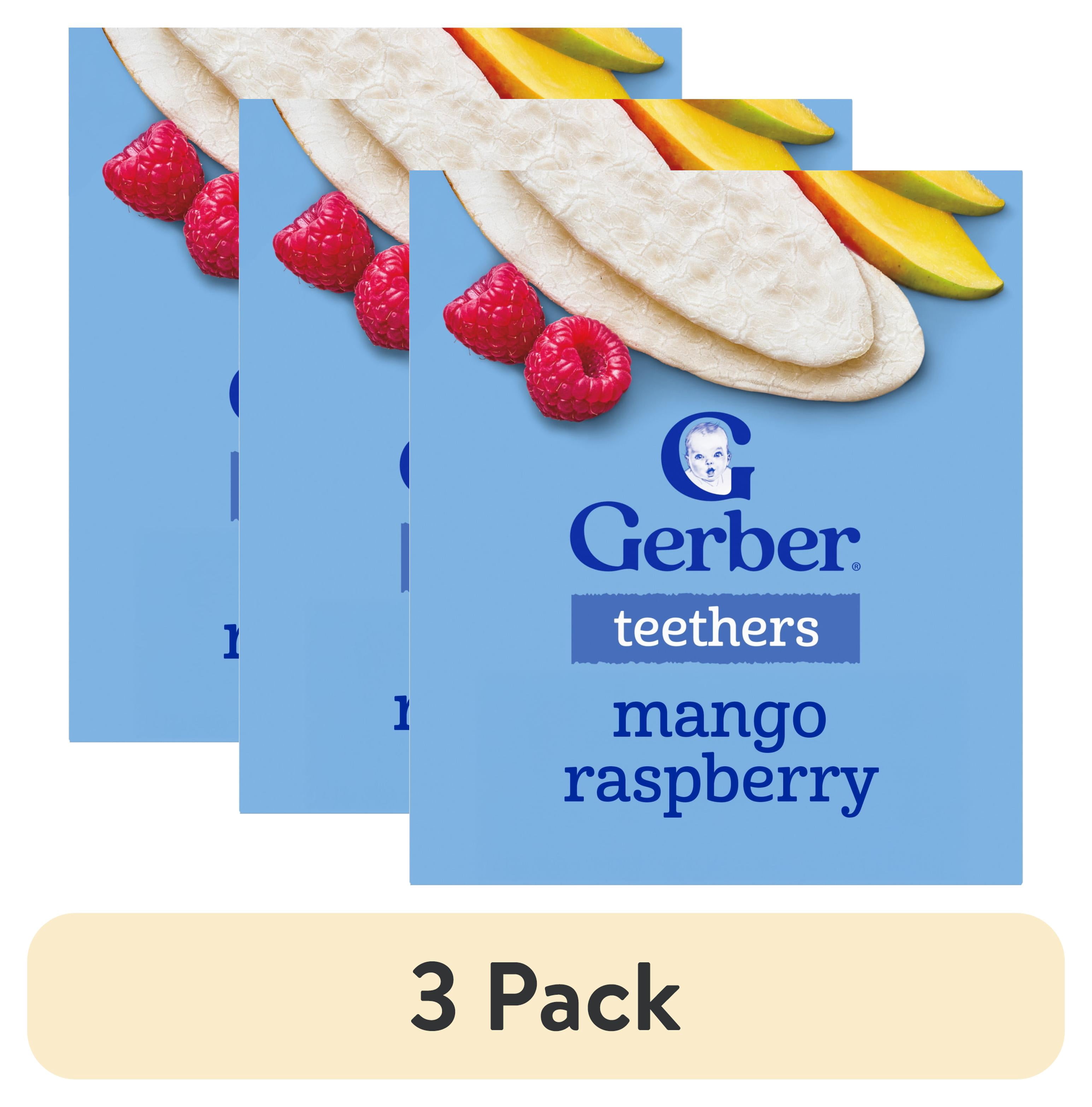 (3 pack) Gerber Snacks for Baby Teethers, Mango Raspberry, 1.7 oz Box (12 Pack)