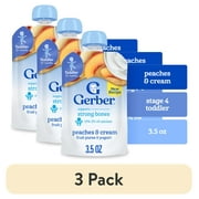 (3 pack) Gerber Fruit & Yogurt, Peaches & Cream Toddler Food, 3.5 oz Pouch​