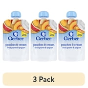 (3 pack) Gerber Fruit & Yogurt, Peaches & Cream Toddler Food, 3.5 oz Pouch