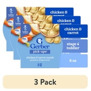 (3 pack) Gerber Pick-Ups Chicken and Carrot Ravioli in Chicken Broth Toddler Meal, 6 Oz