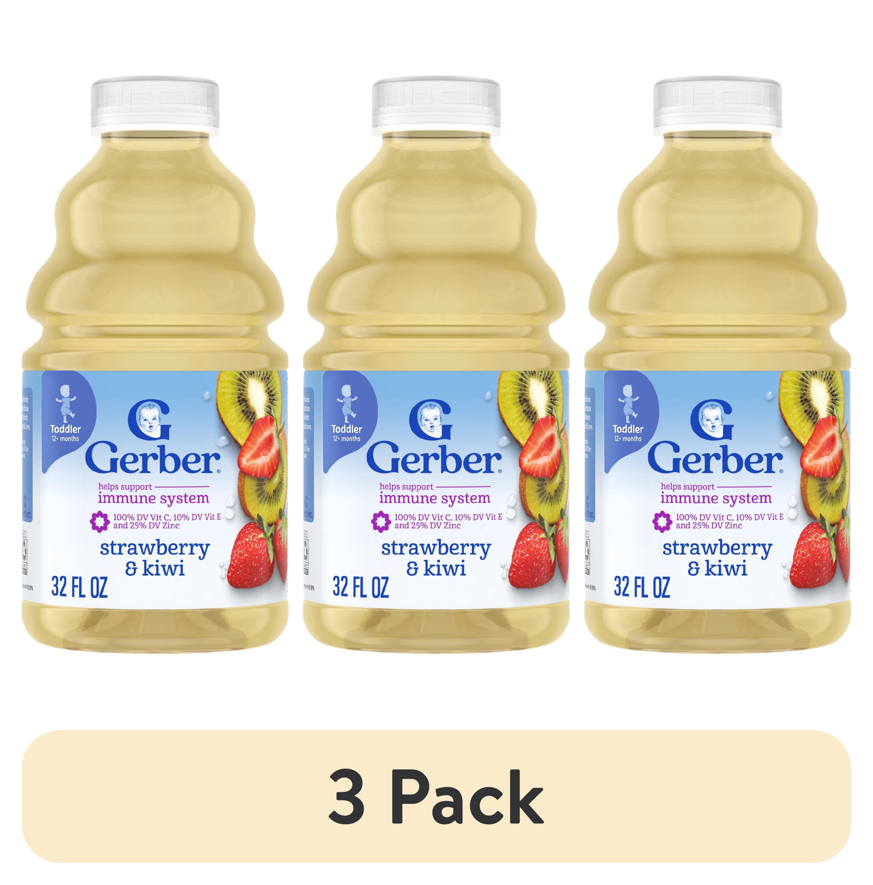 (3 pack) Gerber Fruit Splashers Toddler Juice Strawberry Kiwi, 32 fl oz Bottle