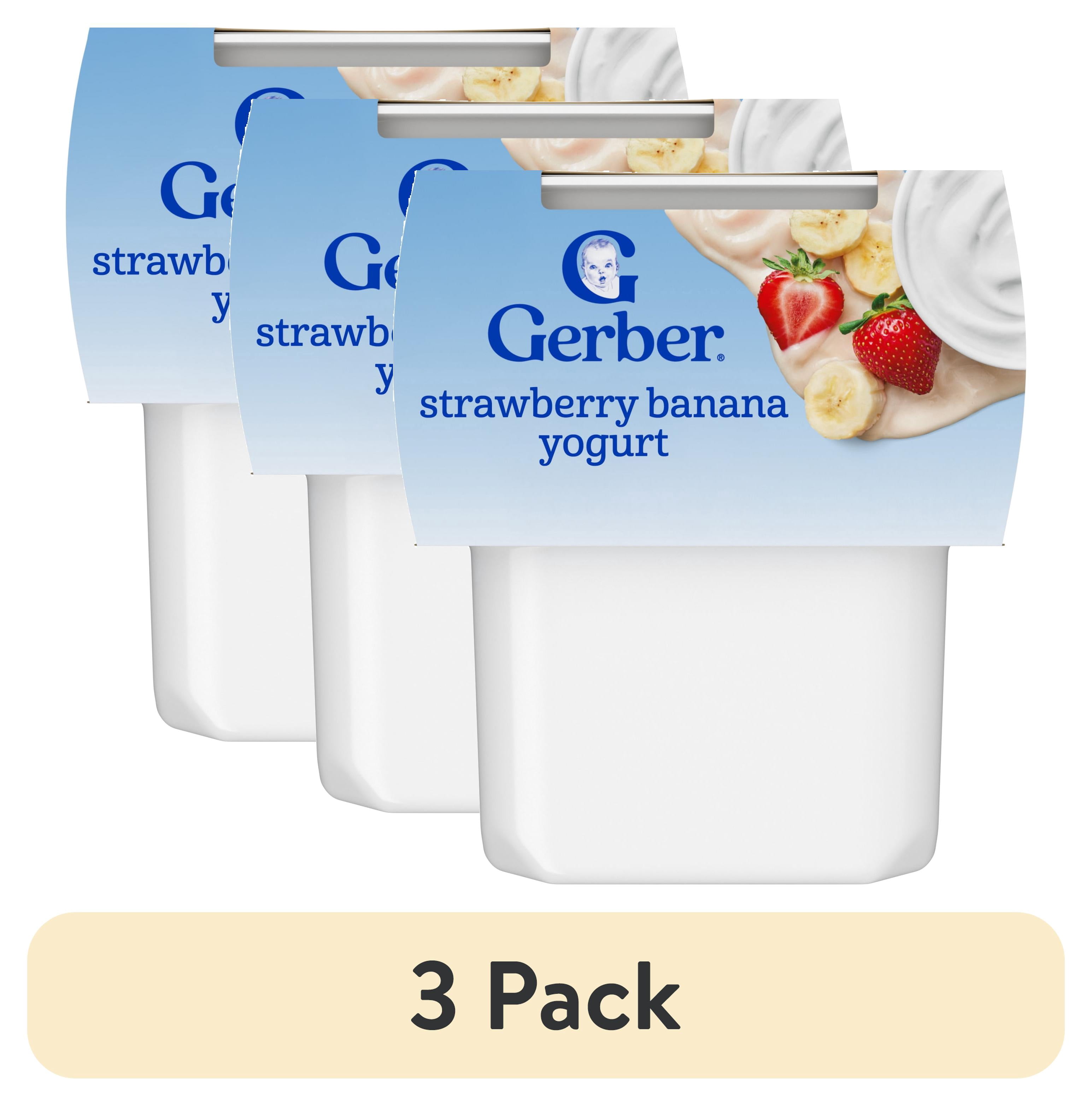 (3 pack) Gerber Yogurt Blends Stage 3 Baby Snacks Banana Strawberry, 4 oz Tubs (Pack of 2)