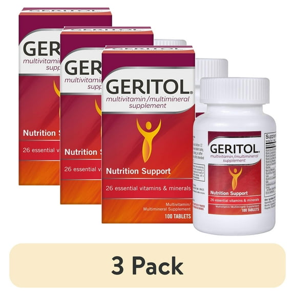 (3 pack) Geritol Multivitamin with Iron and Energy Support for Adults and Teens, 100 Ct