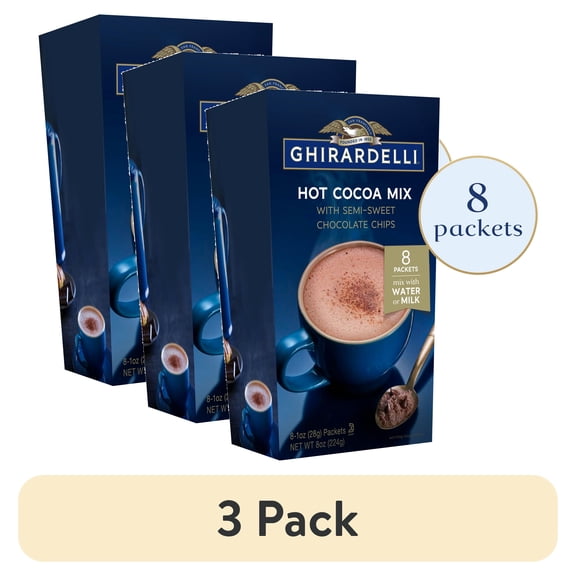 (3 pack) Ghirardelli Hot Cocoa With Chocolate Chips Carton - 8 oz.