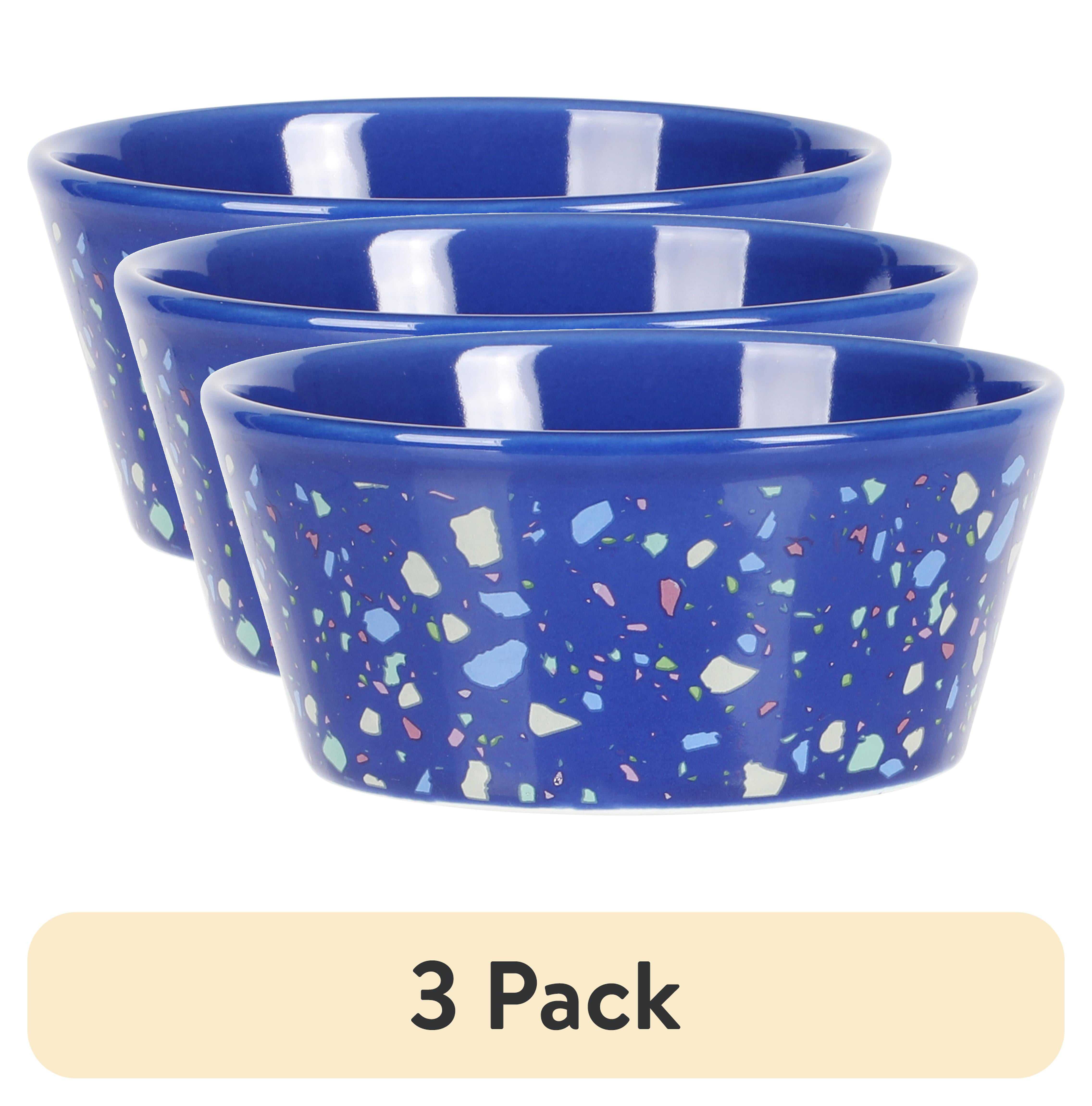 (3 pack) Gibson Home Swirl & Speckle Pet Bowl for Pets, Cobalt