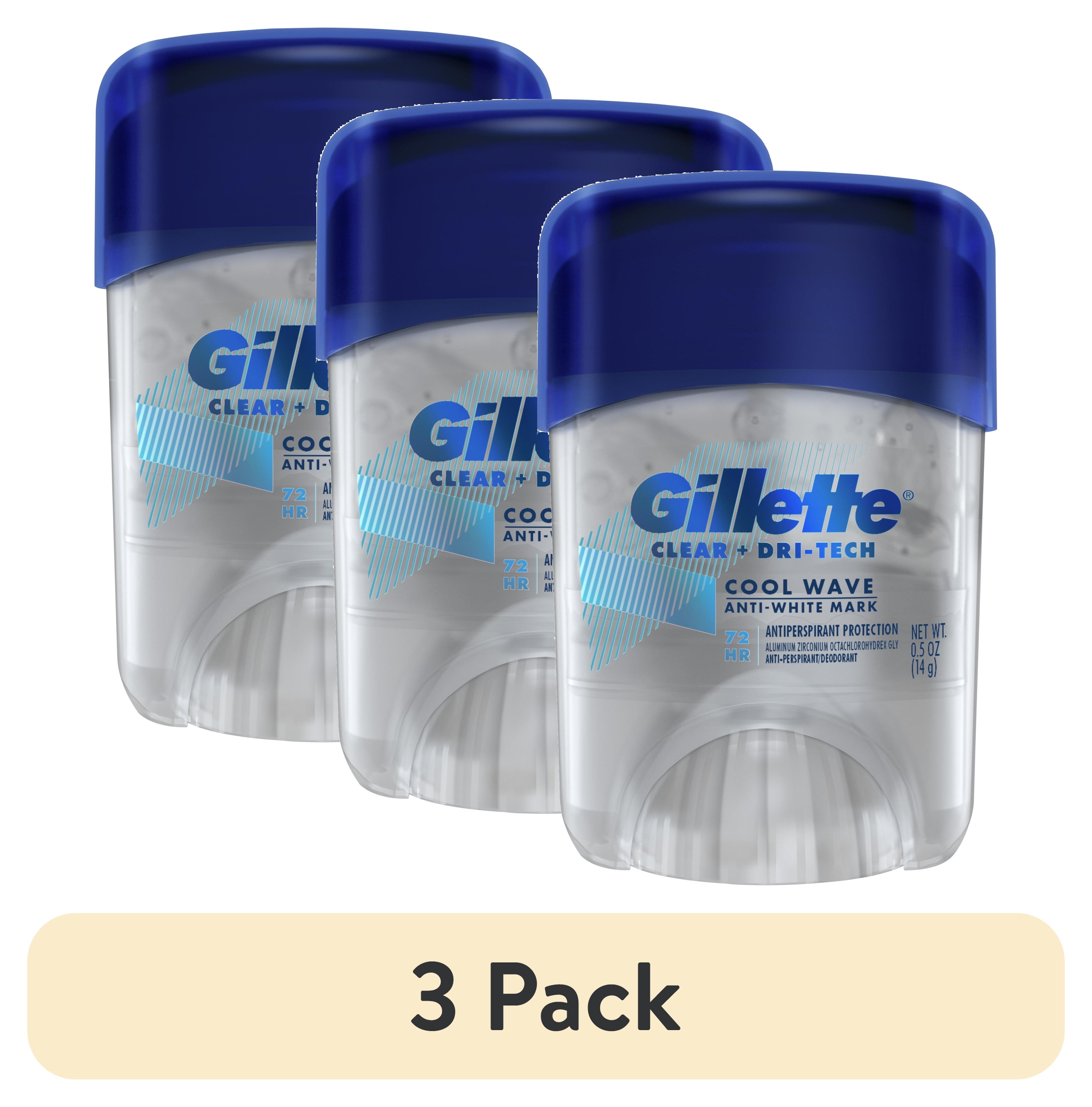 (3 pack) Gillette Antiperspirant Deodorant for Men, Clear Gel, Cool Wave, 0.5 oz