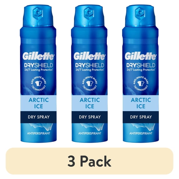 (3 pack) Gillette Dry Spray Antiperspirant and Deodorant for Men Arctic Ice 4.3 oz