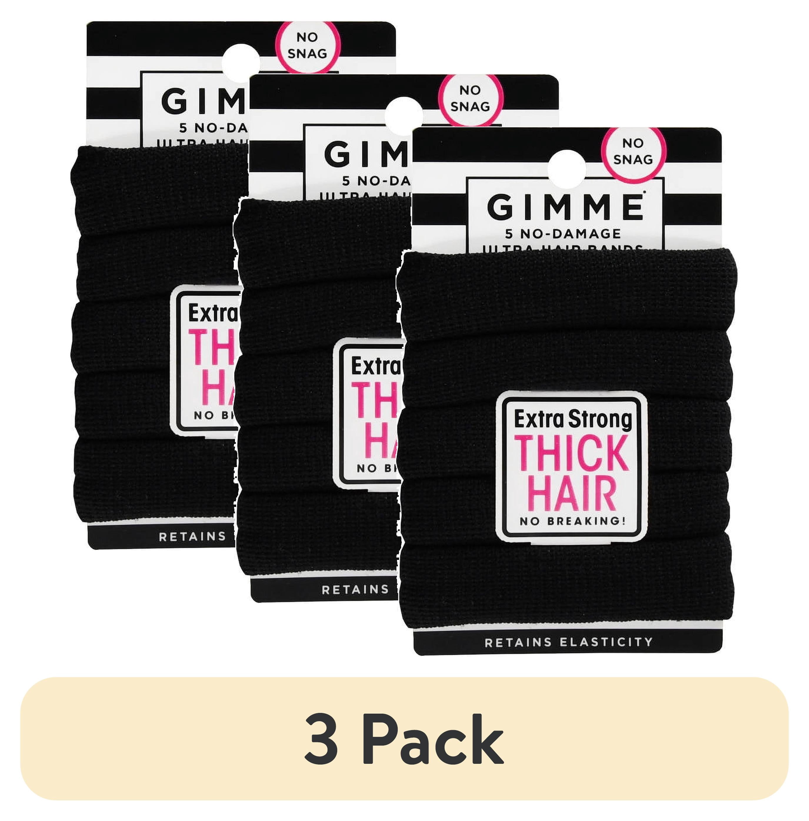 3 pack) Gimme Ponytail Holder Hair Tie for Thick Hair, Black, 5 Ct