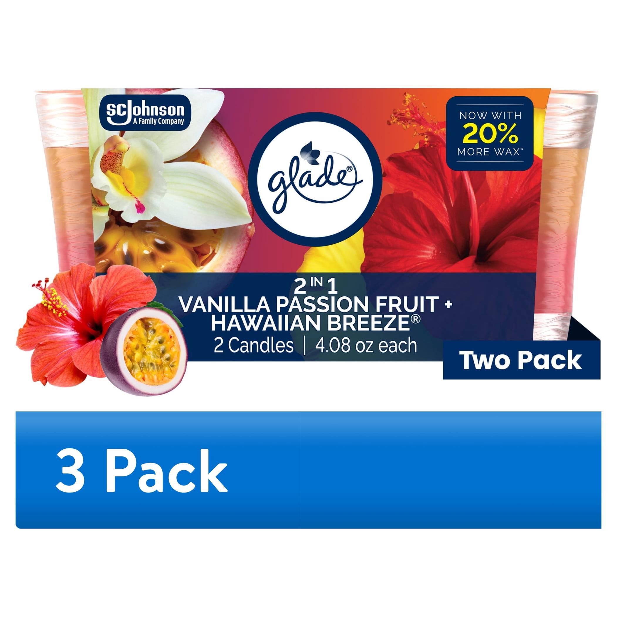 (3 pack) Glade 2in1 Single Wick Candles, Hawaiian Breeze + Vanilla Passionfruit, 8.16 oz, 2 Count