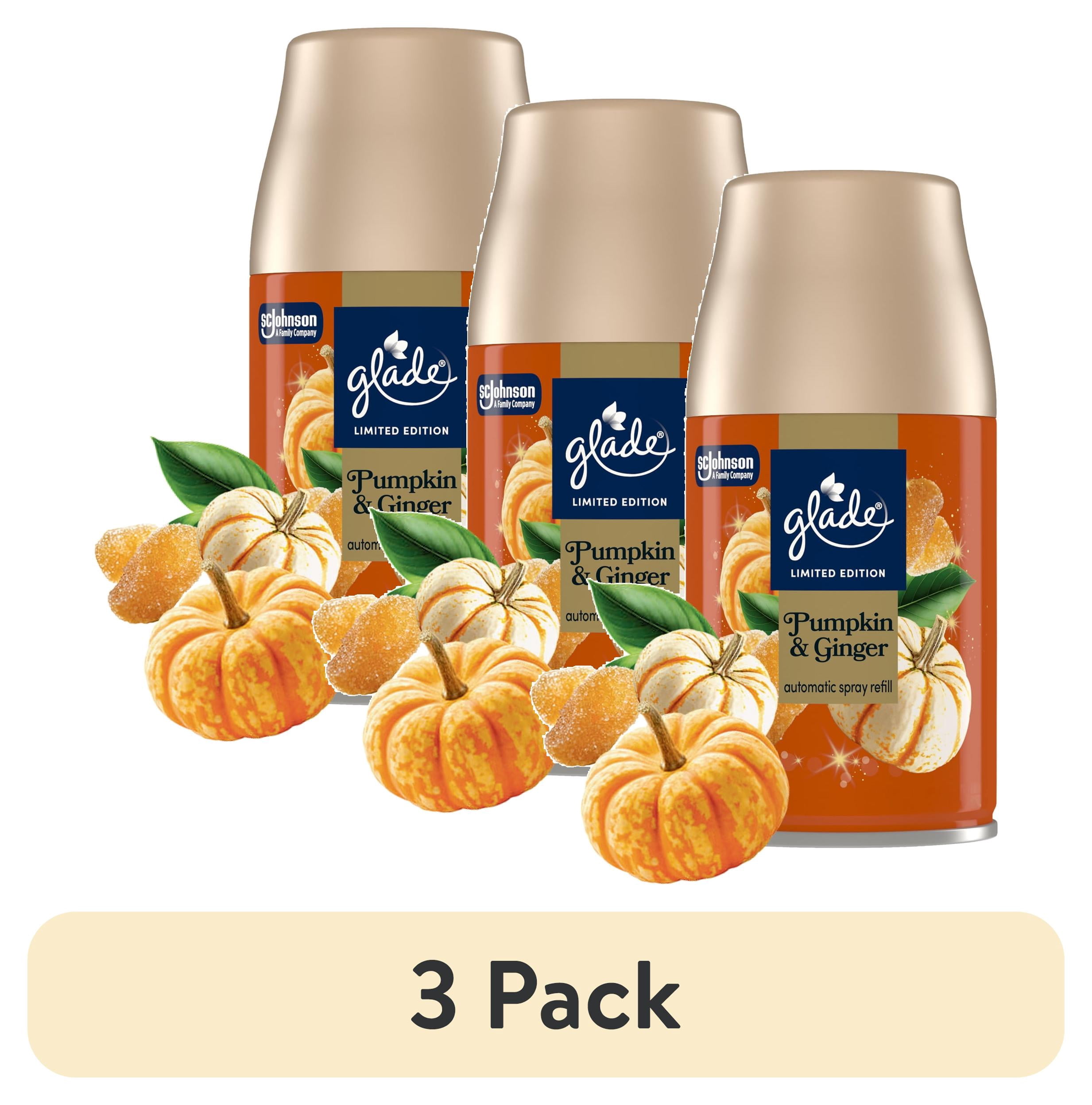 (3 pack) Glade® Automatic Spray Air Freshener Refill, Stocking Stuffer Pumpkin & Ginger, 6.2oz., 1 Count