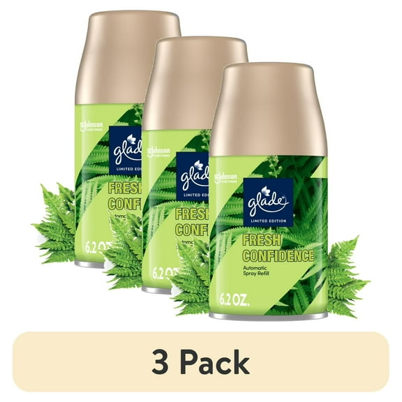 (3 pack) Glade Automatic Spray Refill, Air Freshener, Infused with Essential Oils, Fresh Confidence Scent, 6.2 oz, 1 Count