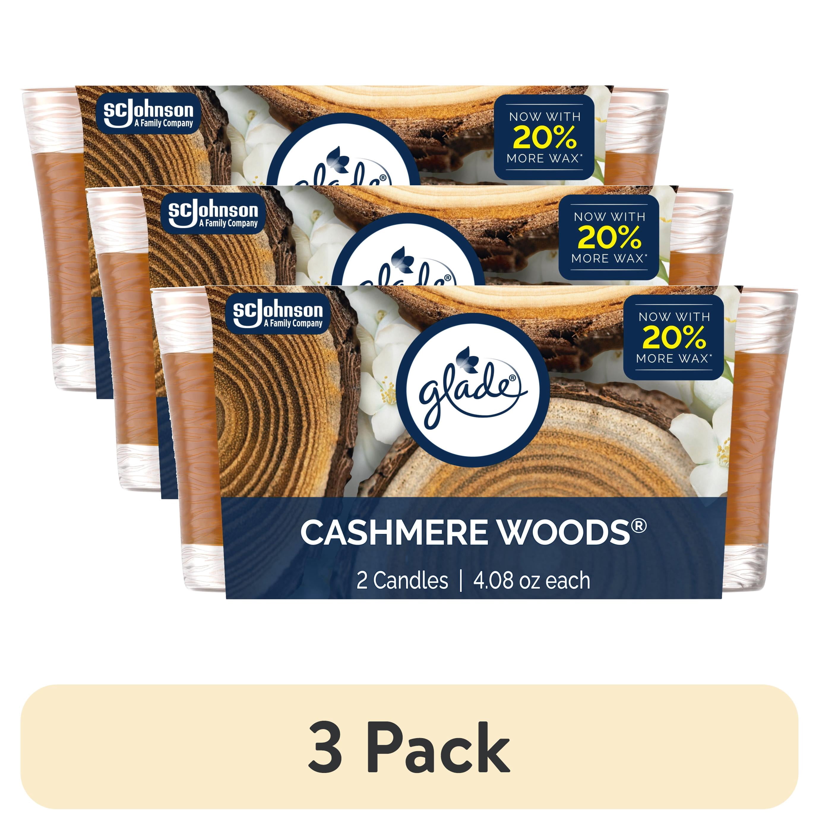 (3 pack) Glade Single Wick Candles, Cashmere Woods, 8.16 oz, 2 Count