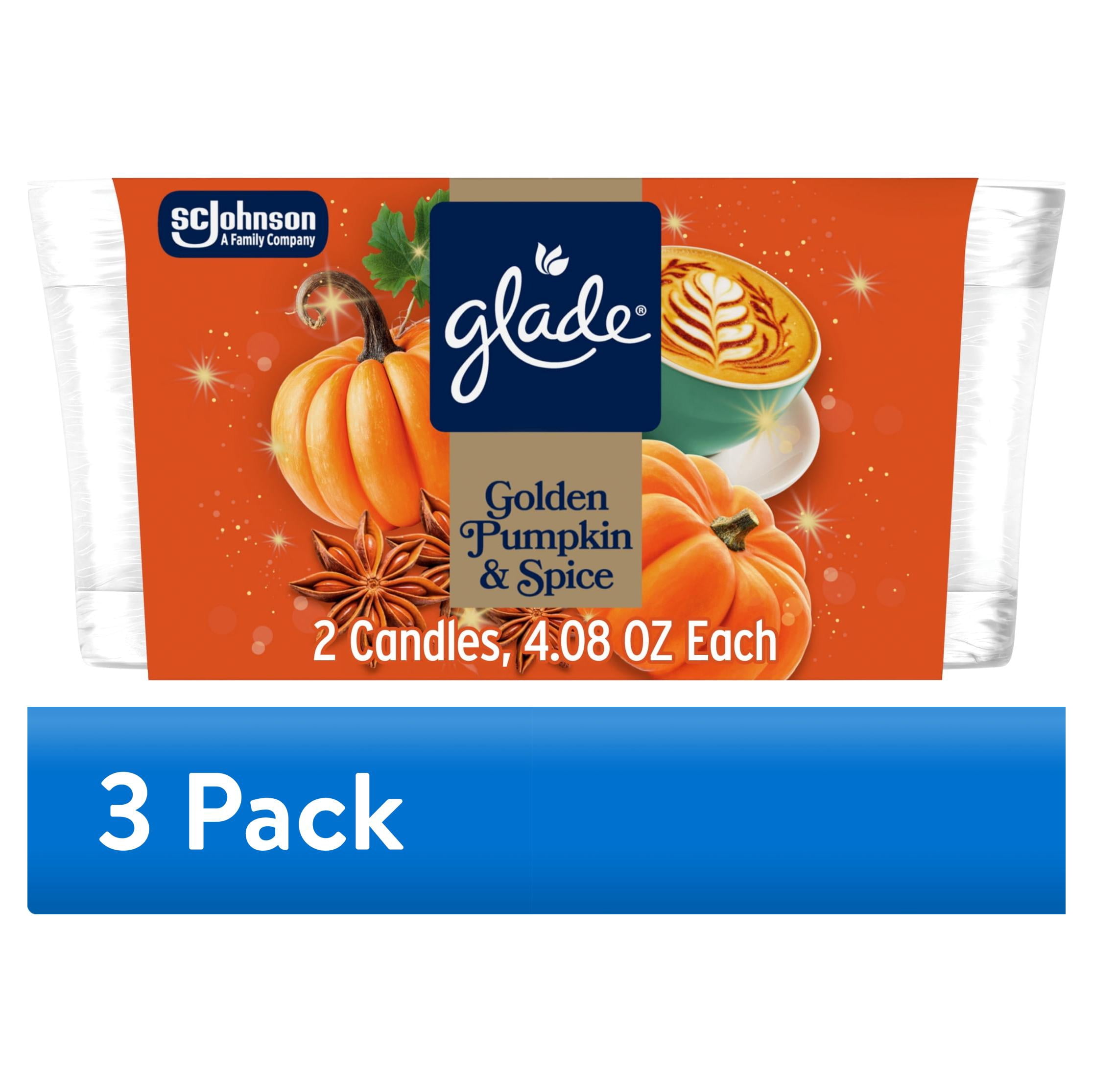 (3 pack) Glade® Candle Jar, Christmas Holiday Pumpkin & Ginger, 4.08oz., 2 Count